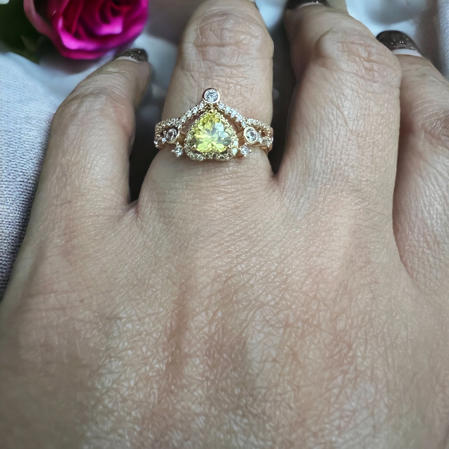 yellow dainty heart gold rings