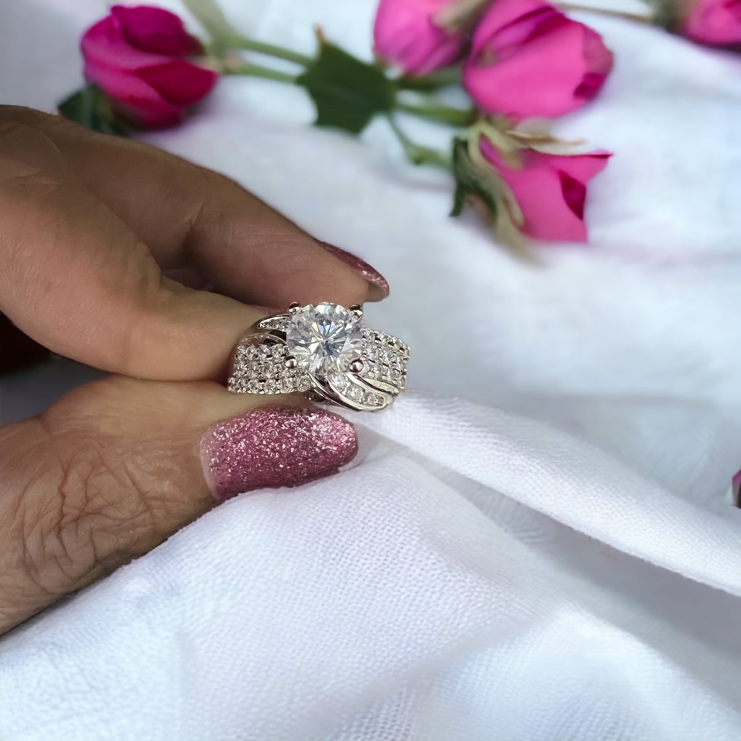 Silver Twist And Turn Qubic Zircons Rings