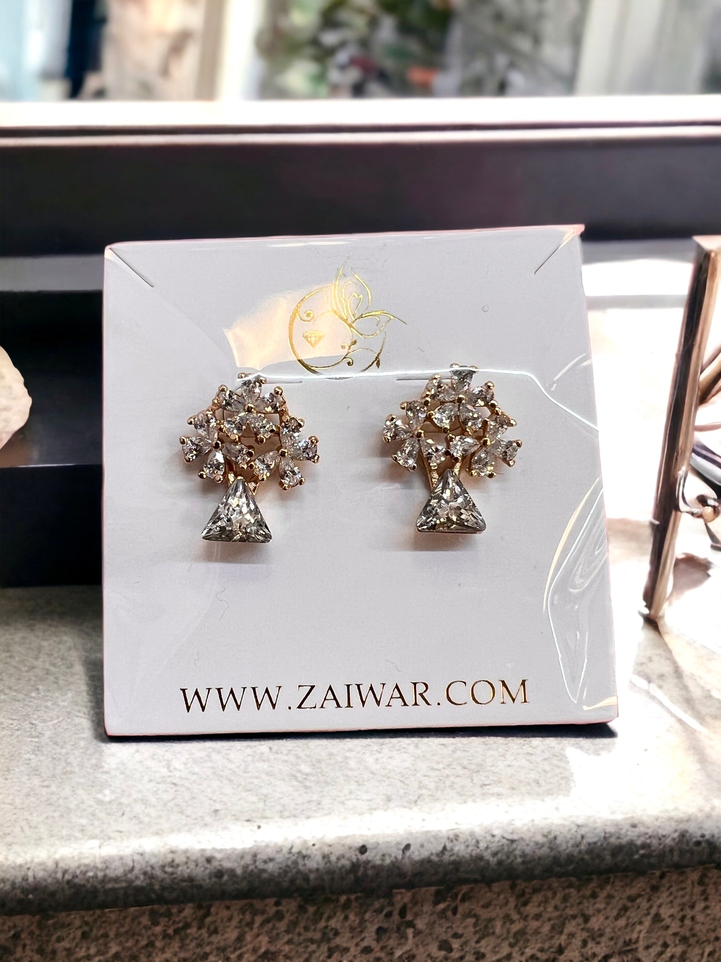 Tree Of Zirconia Studs Earrings