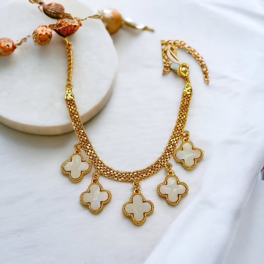 Good Luck: 22k Gold-Plated Clover Charms Bracelet – Elegance Meets Charisma