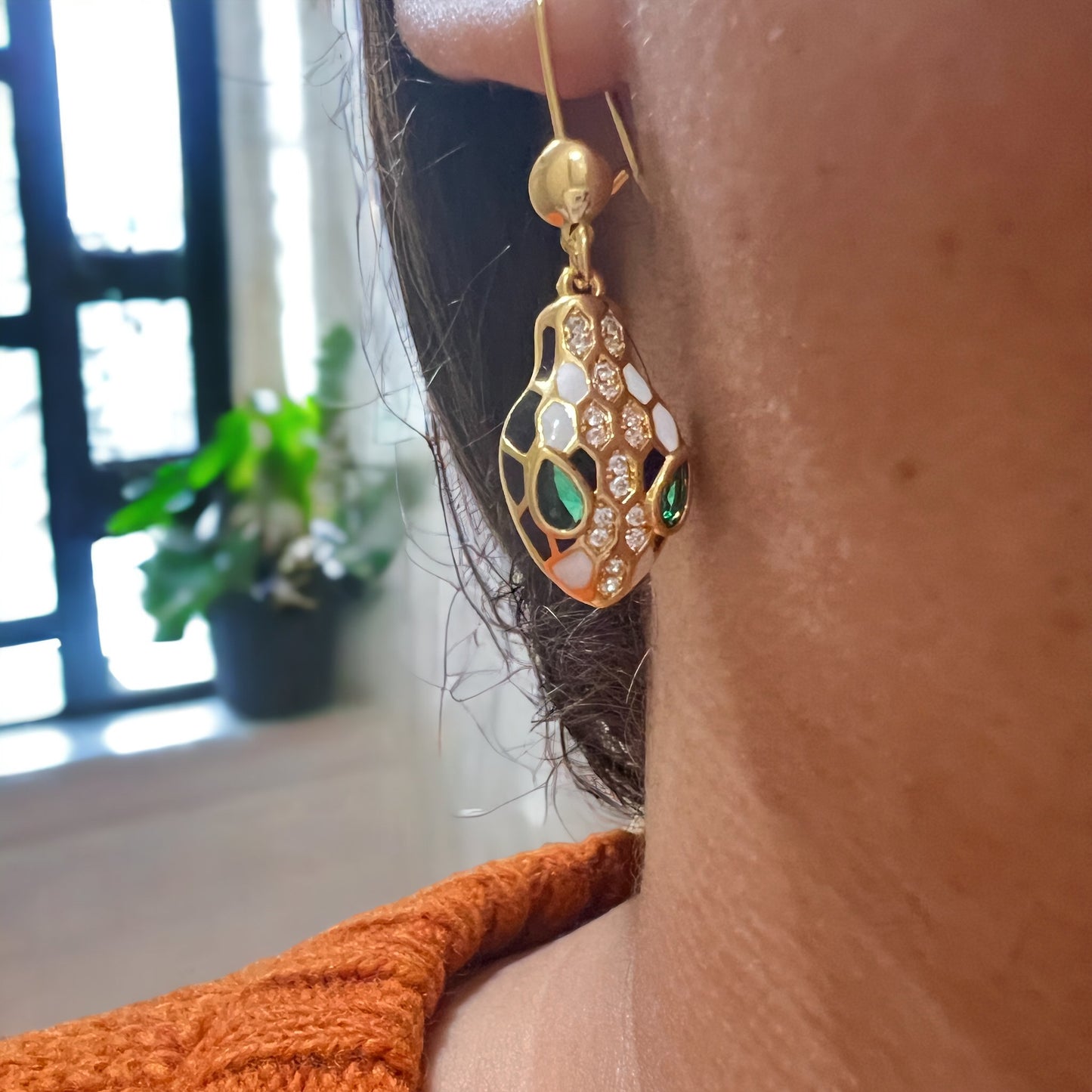 Snake Head Gold Earrings