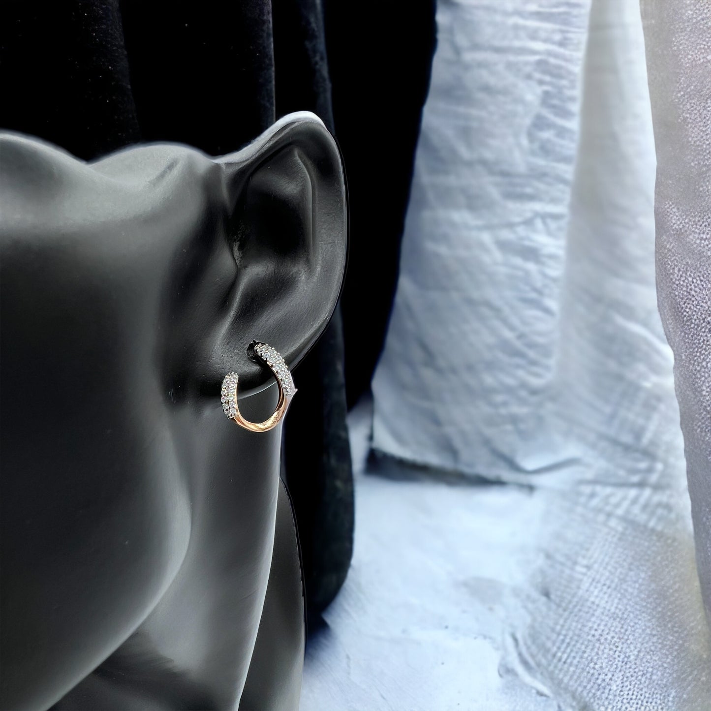 Dazzling Elegance: Sparkling Diamond-Look Semi Hoops Earrings