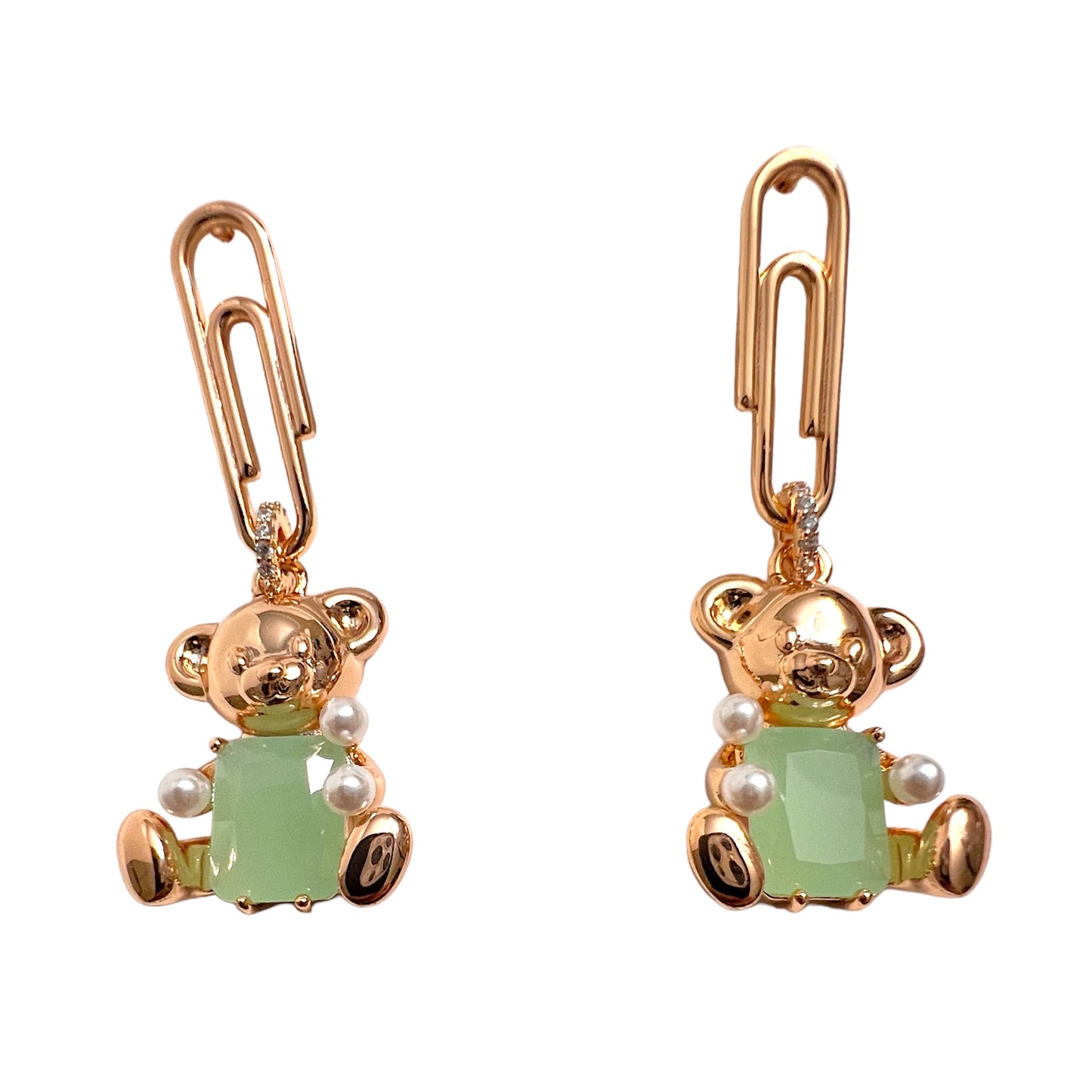 Paper Clips Teddy Bear Earrings In Two Colors