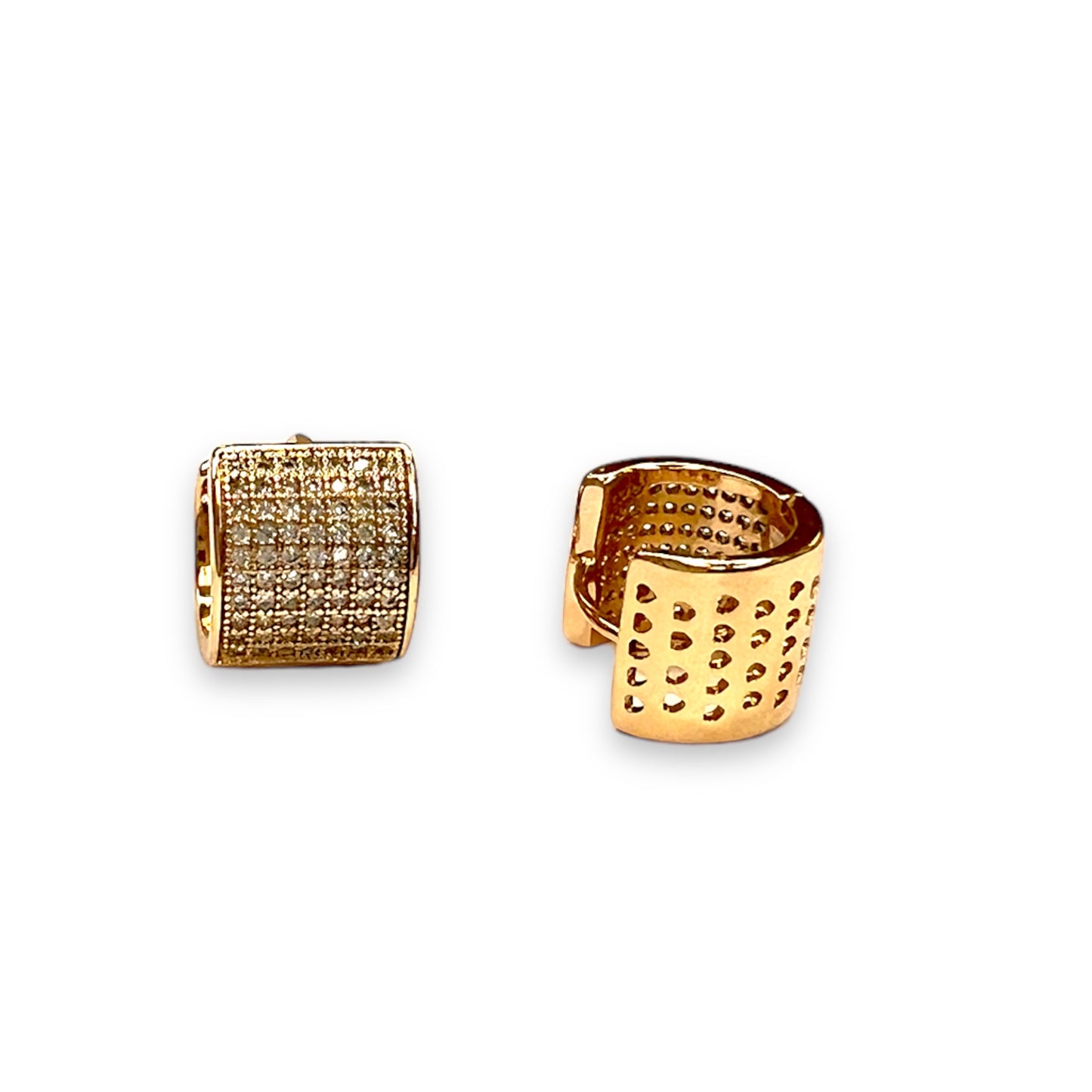 Wider Dull Gold Huggies Earrings