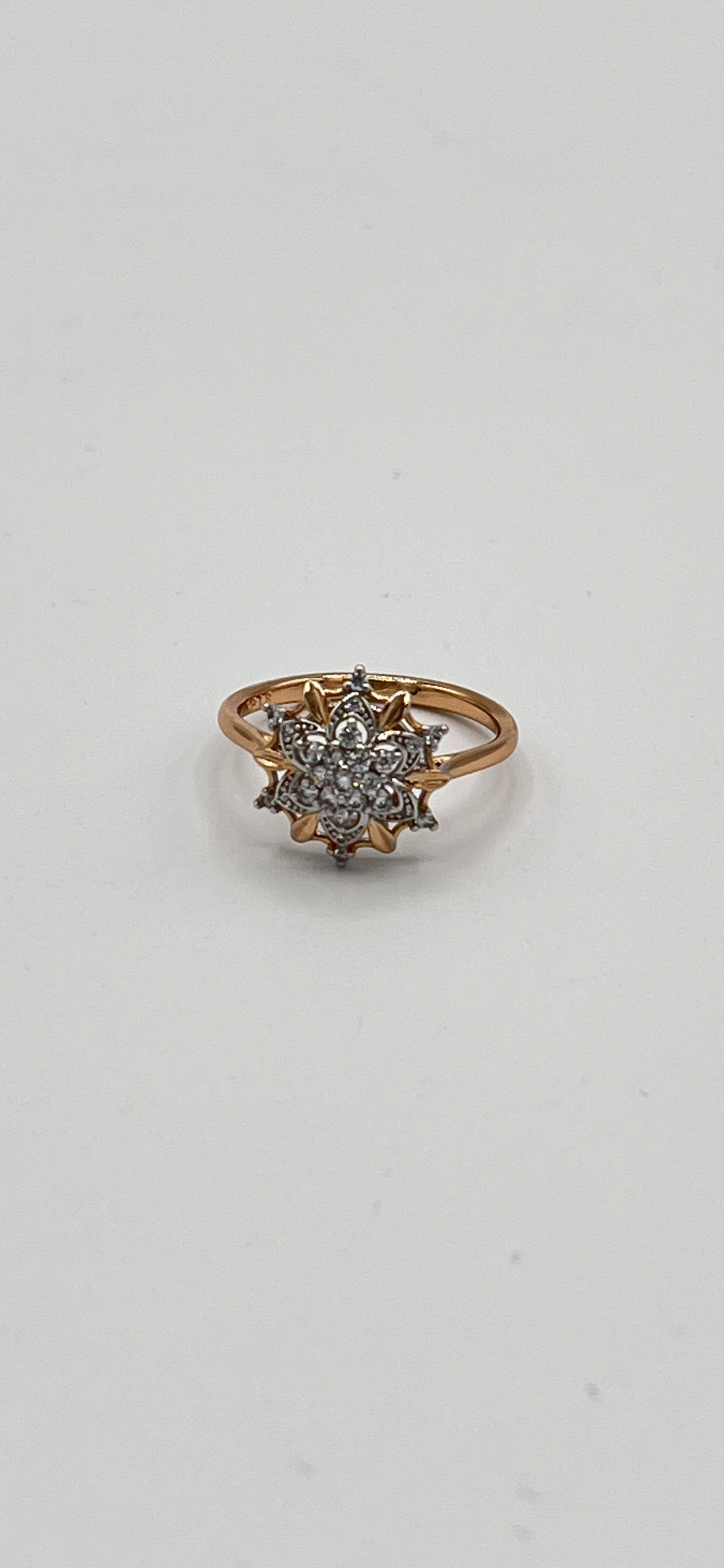 Two Color Flower Gold Plated Ring For Women
