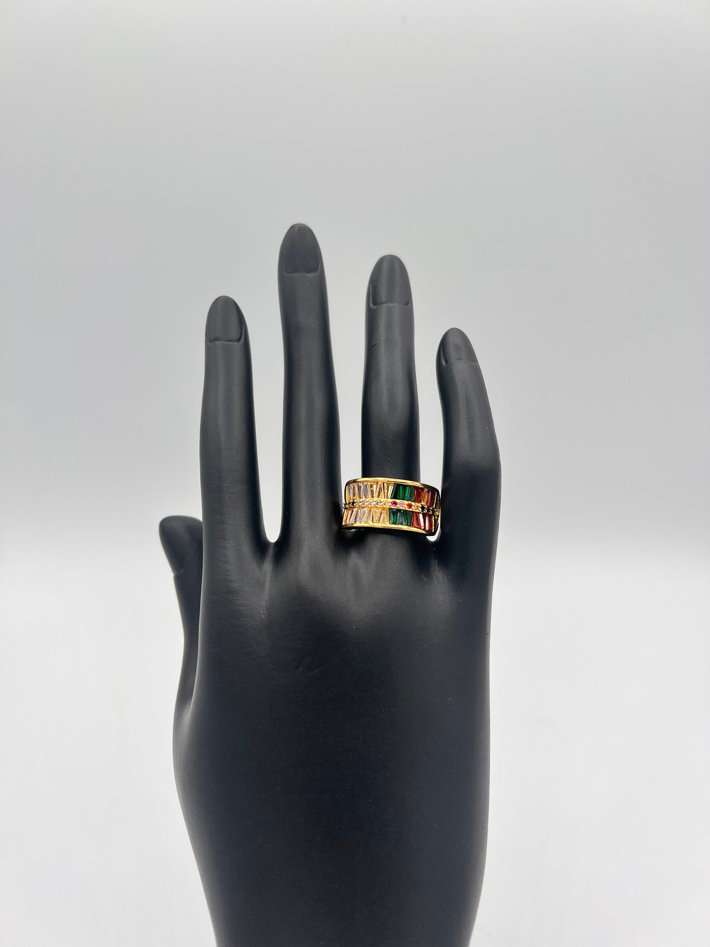 Multicolor Double Baguette Ring For Women