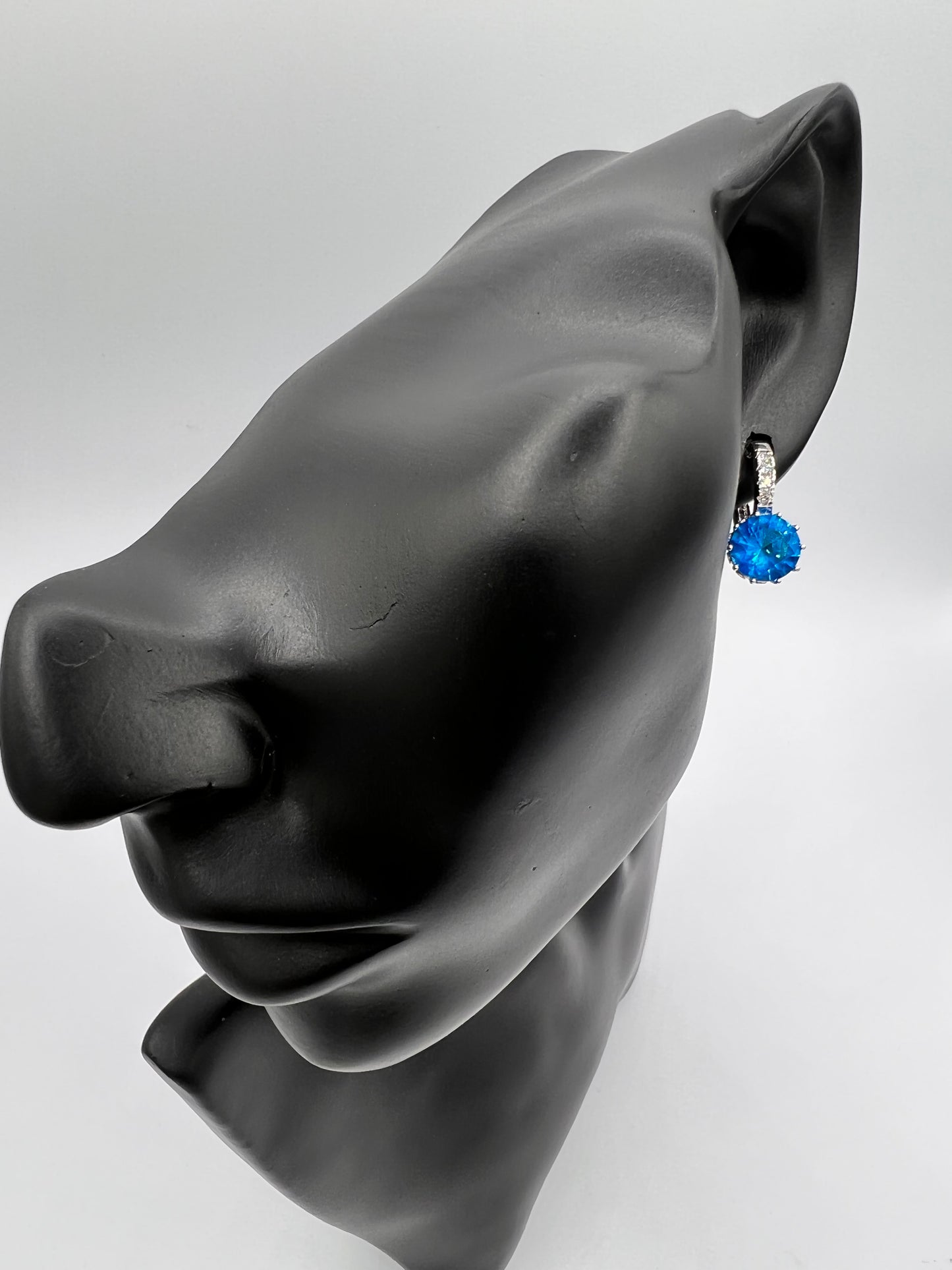 silver and turquiose earring hoops