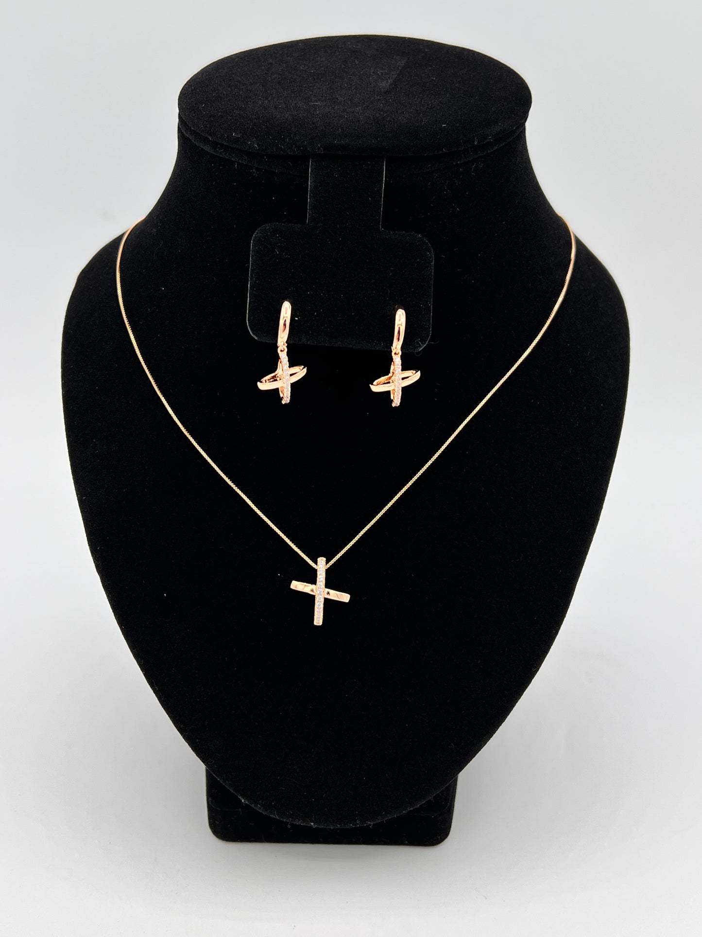 4D Double Loops Earrings And Necklace Sets