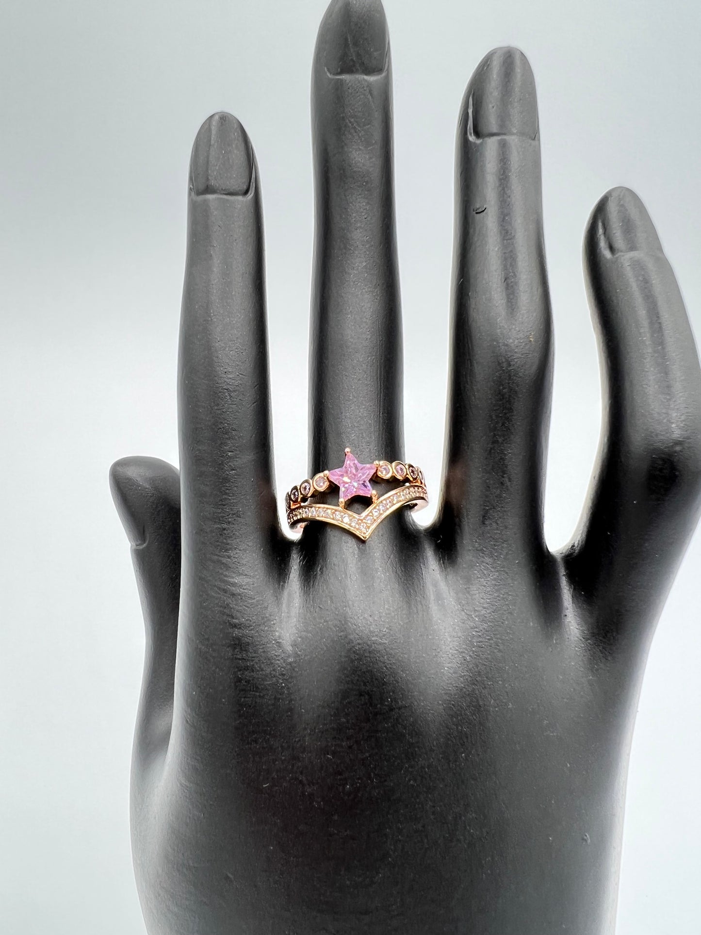 Pink Star Tiara 18K Gold Plated Ring
