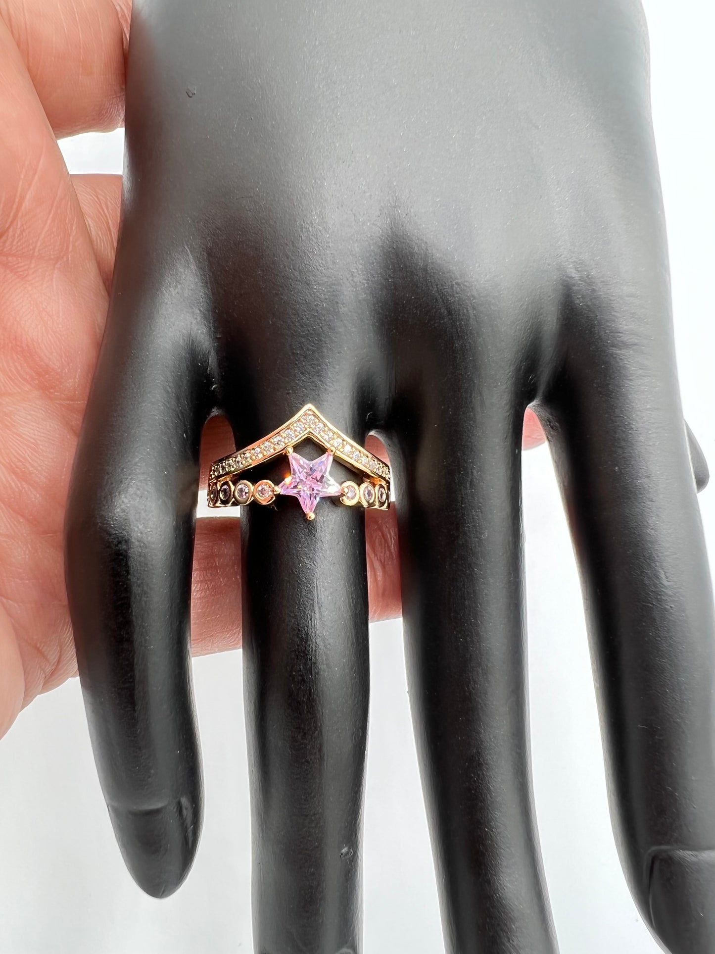 Pink Star Tiara 18K Gold Plated Ring