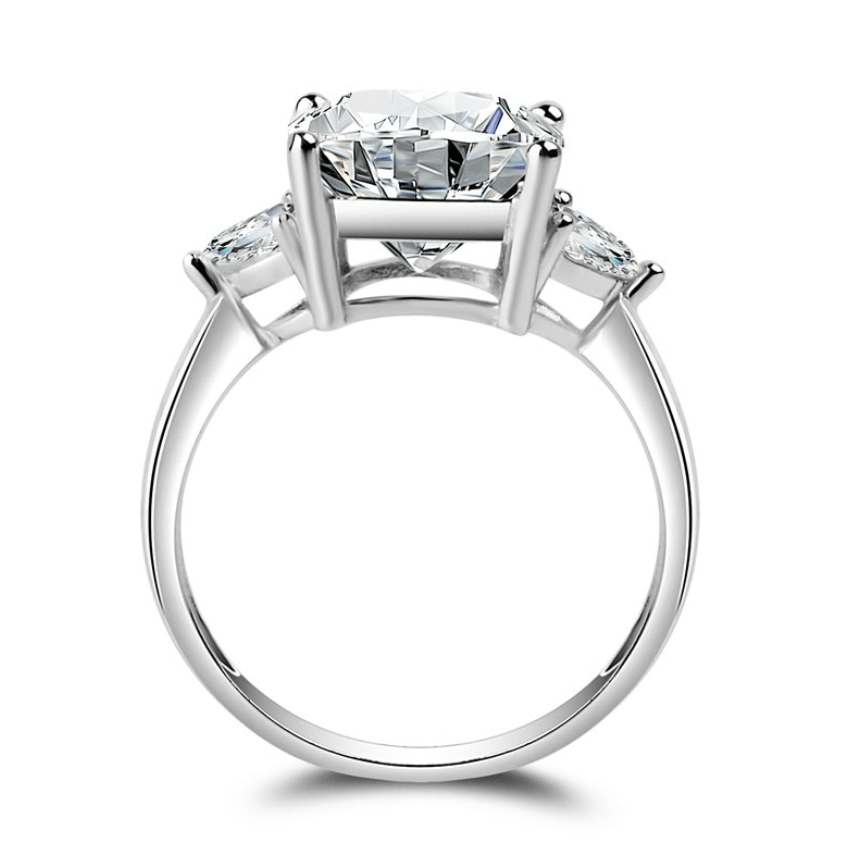 White Gold 3 Stones Engagement Ring