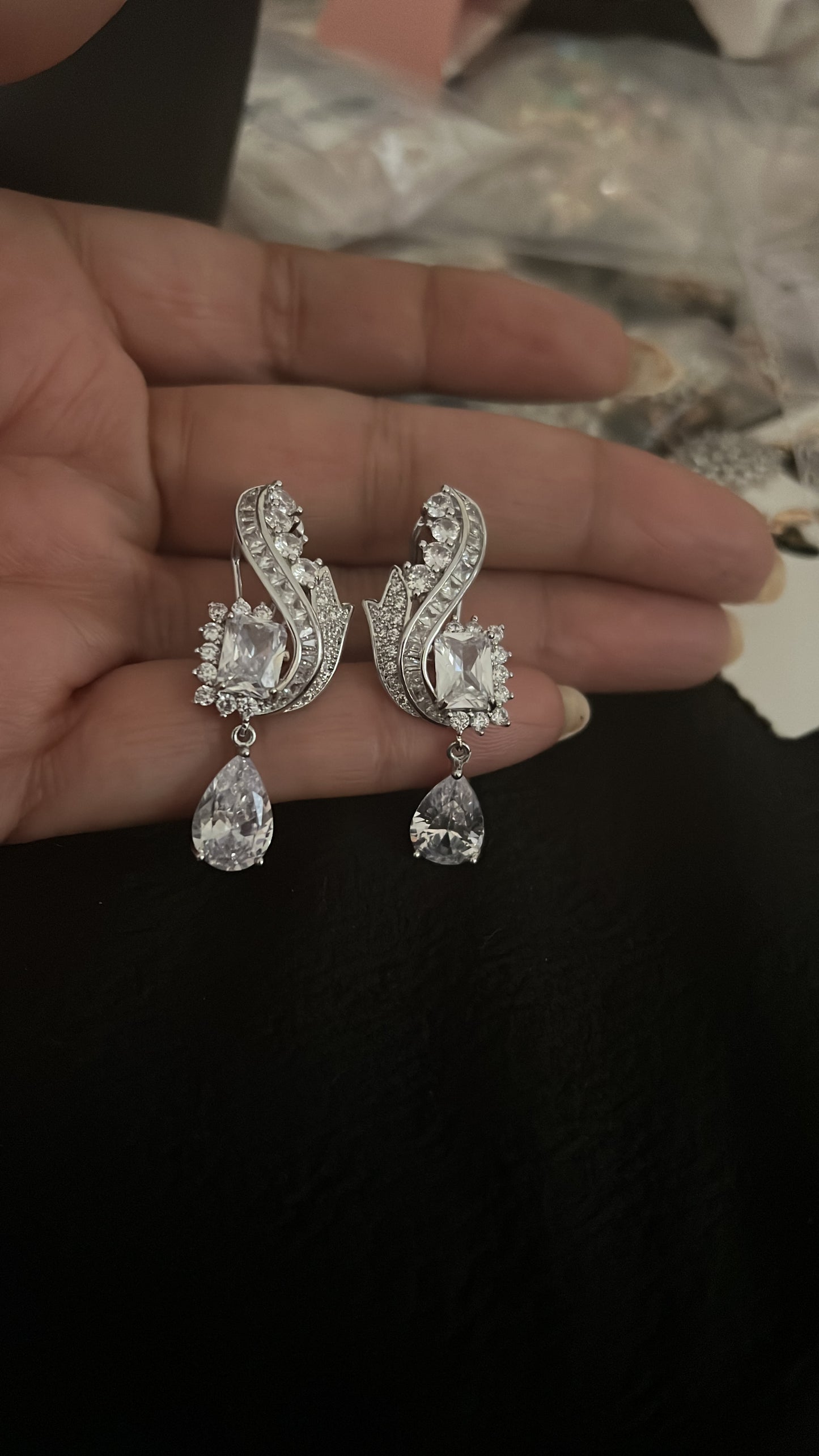 Radiant Elegance: Coco Rhodium-Plated Drop Silver Earrings – A Timeless Statement of Grace and Style