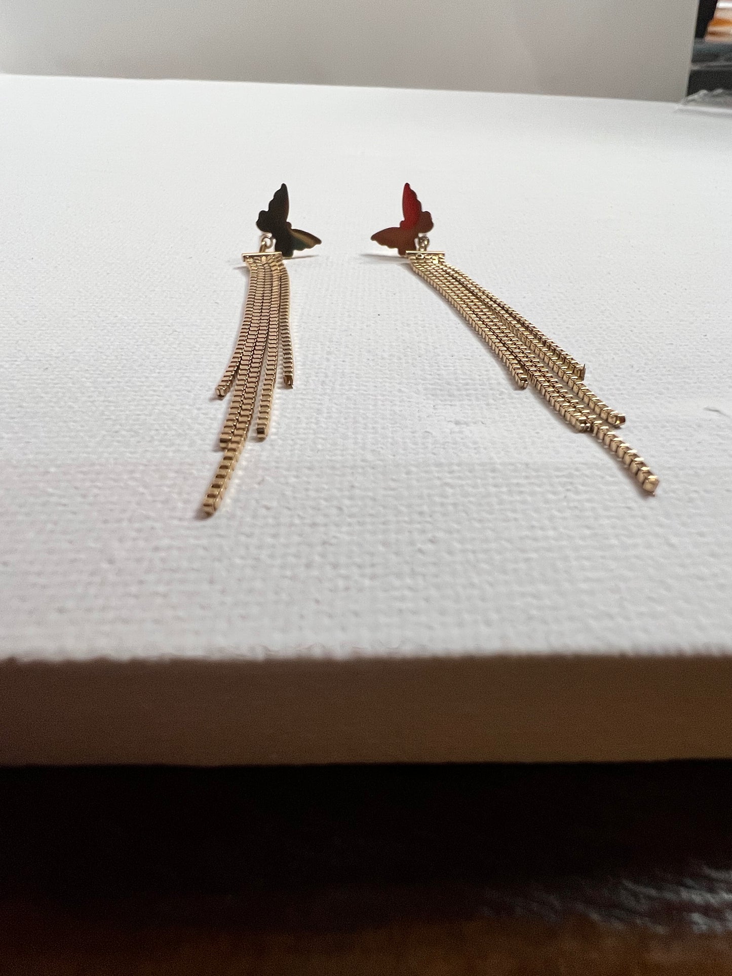stainless steel gold plated dangling earrings