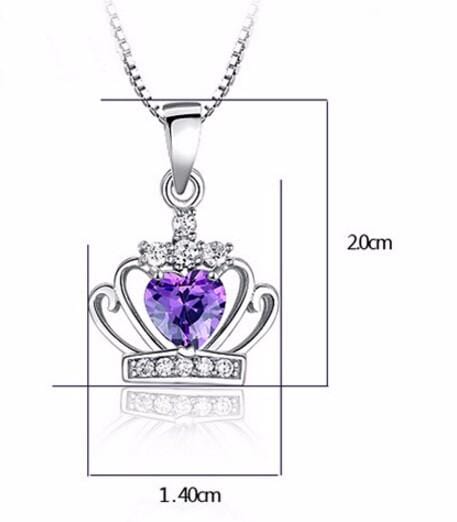 Regal Elegance: 925 Sterling Silver Queen Crystal and Zircon Crown Pendant with Box Chain – Royal Jewelry for a Majestic Look