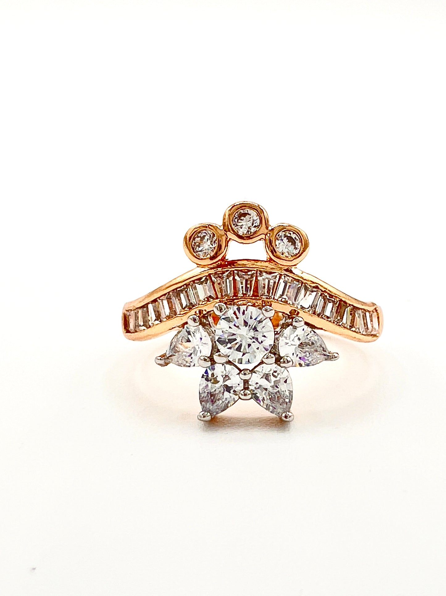 A Star And Curve Gold Plated Cubic Zircons Rings