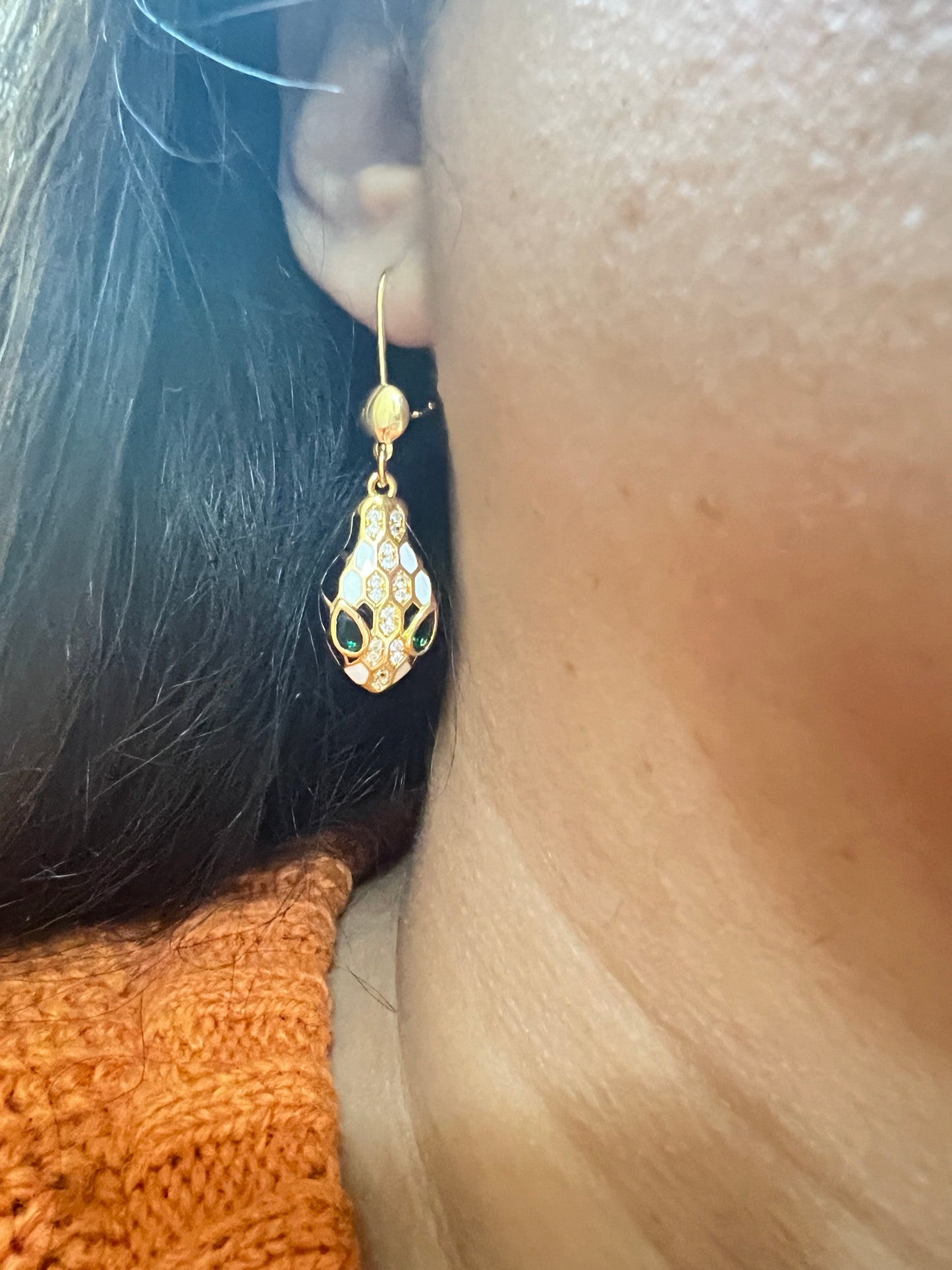 Serpent Head Gold Earrings
