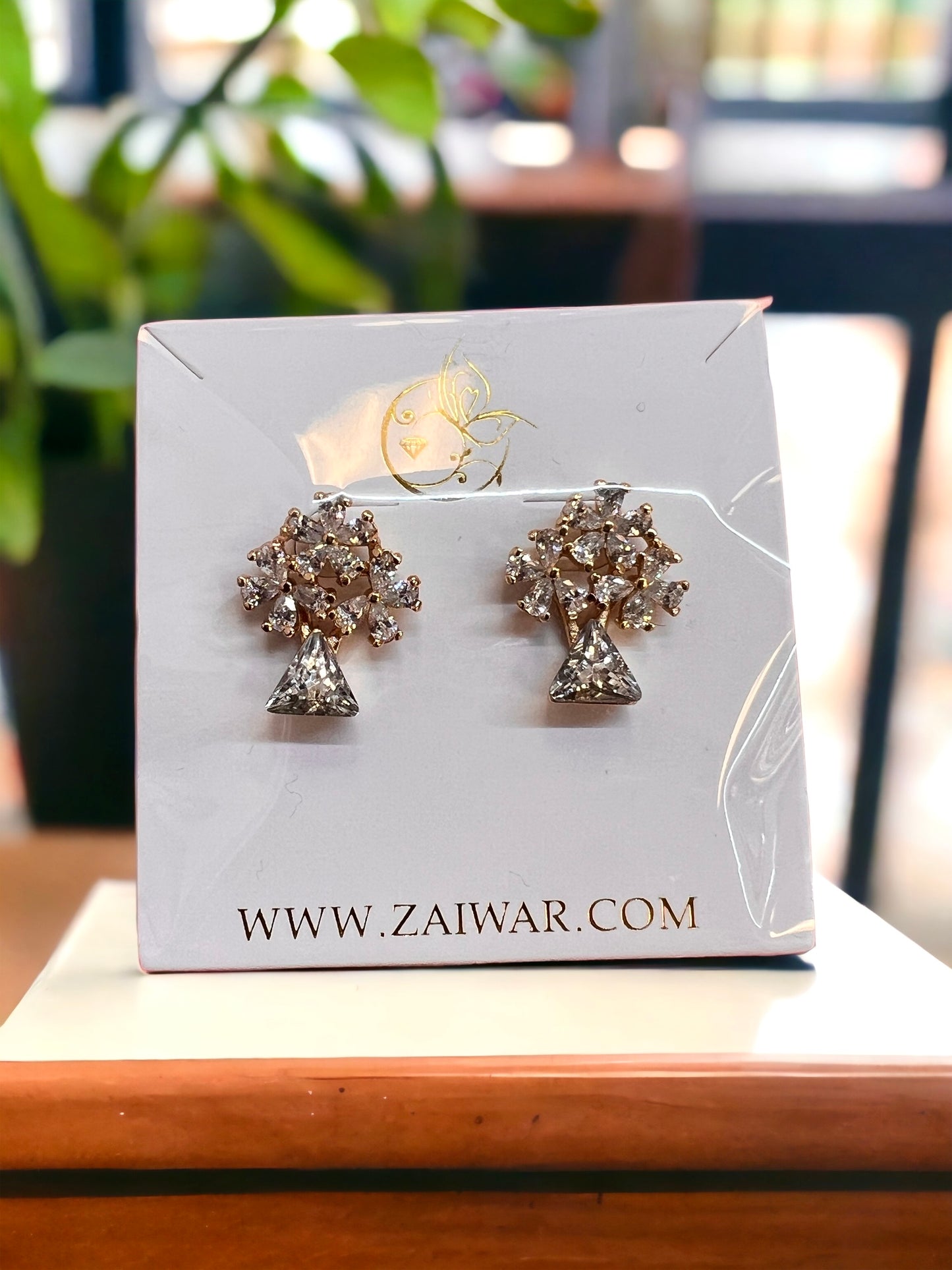 Tree Of Zirconia Studs Earrings