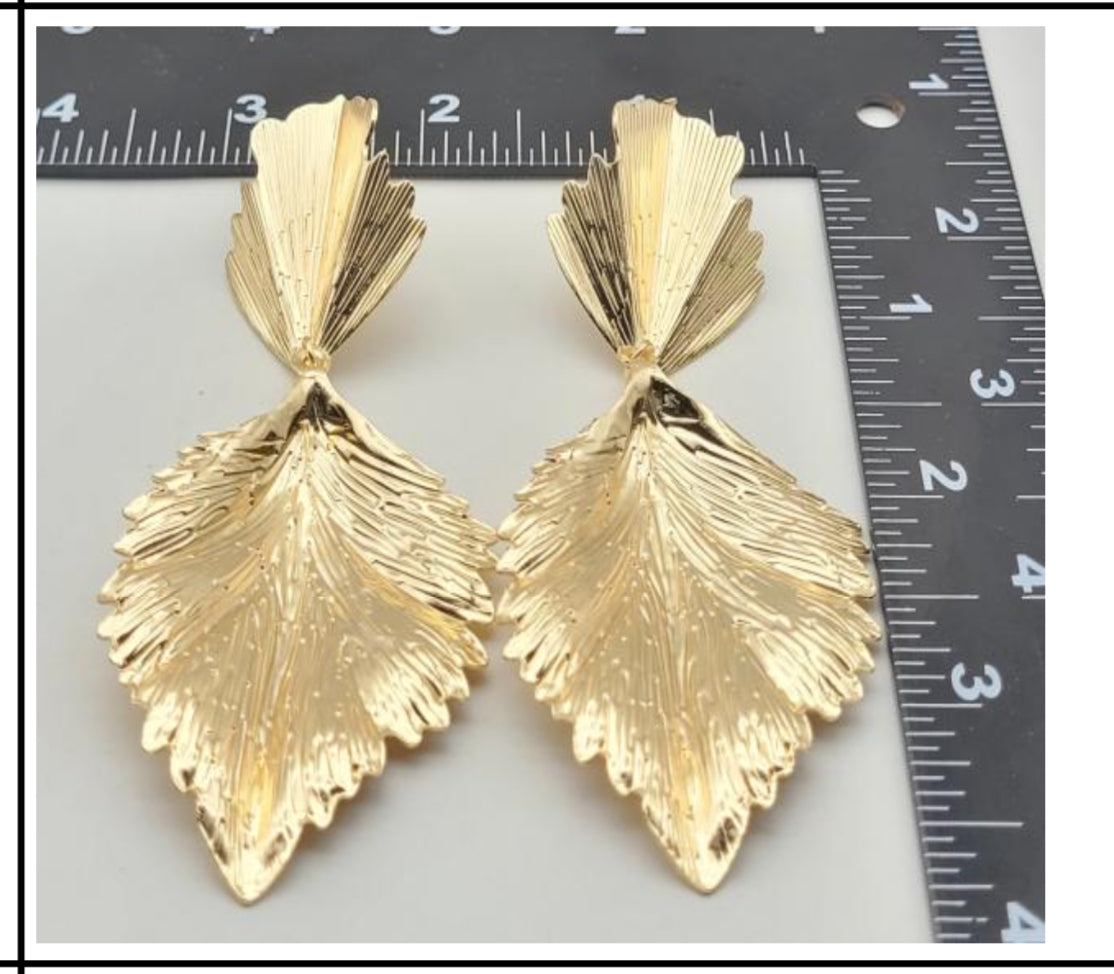 The Statement Gold Leaf Earrings #00106