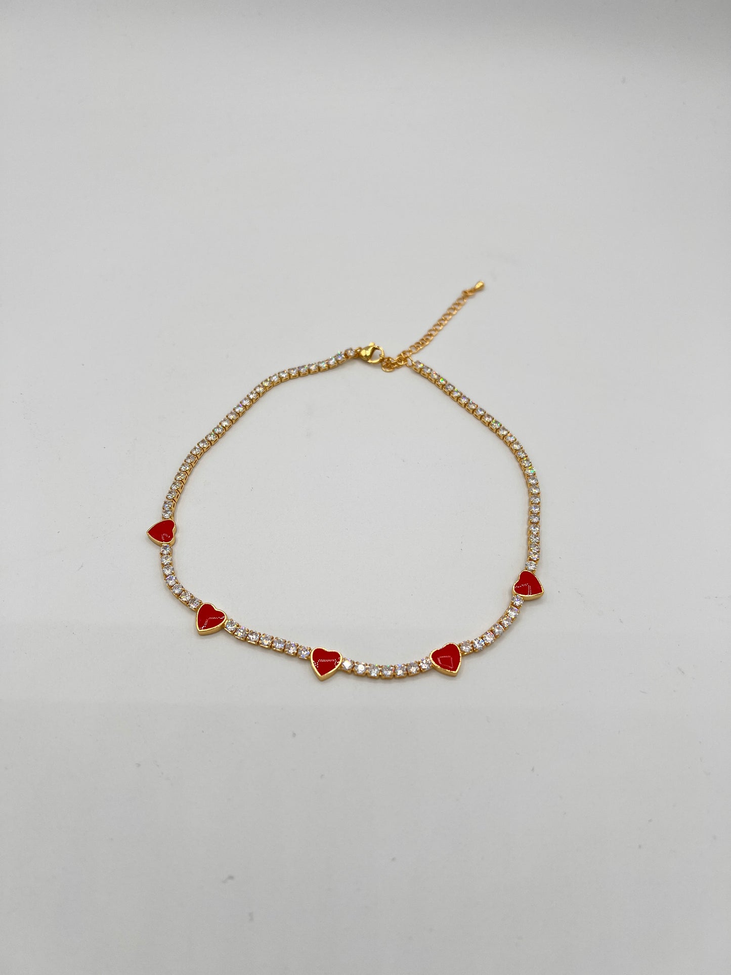 Red Heart Gold Tennis Bracelets