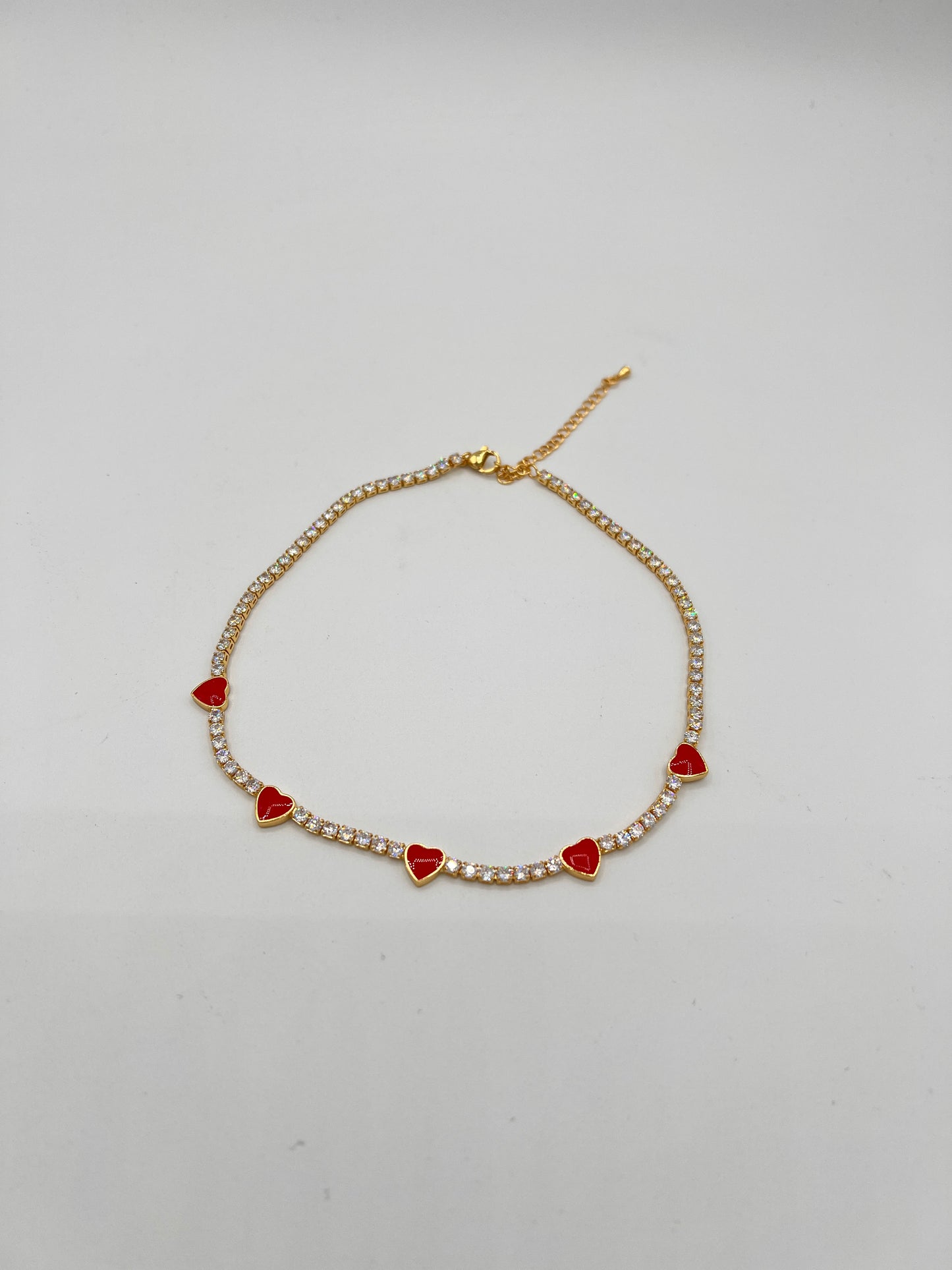 Red Heart Gold Tennis Bracelets #000010