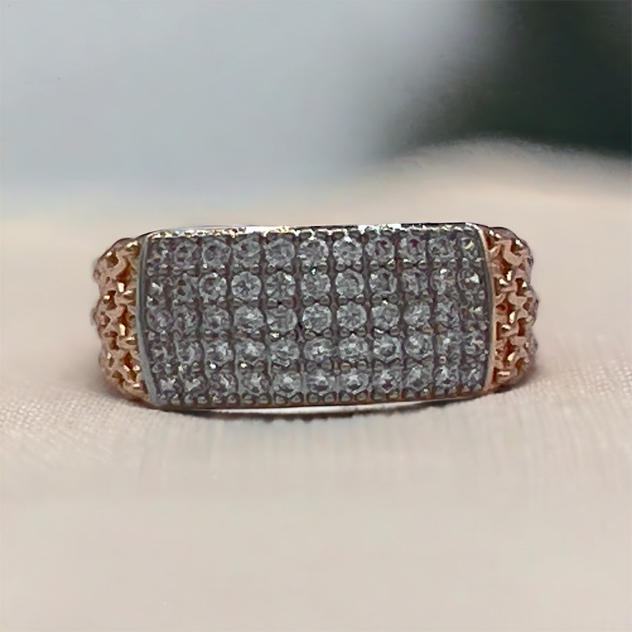 Diamond Look Gold Wider Band Rings