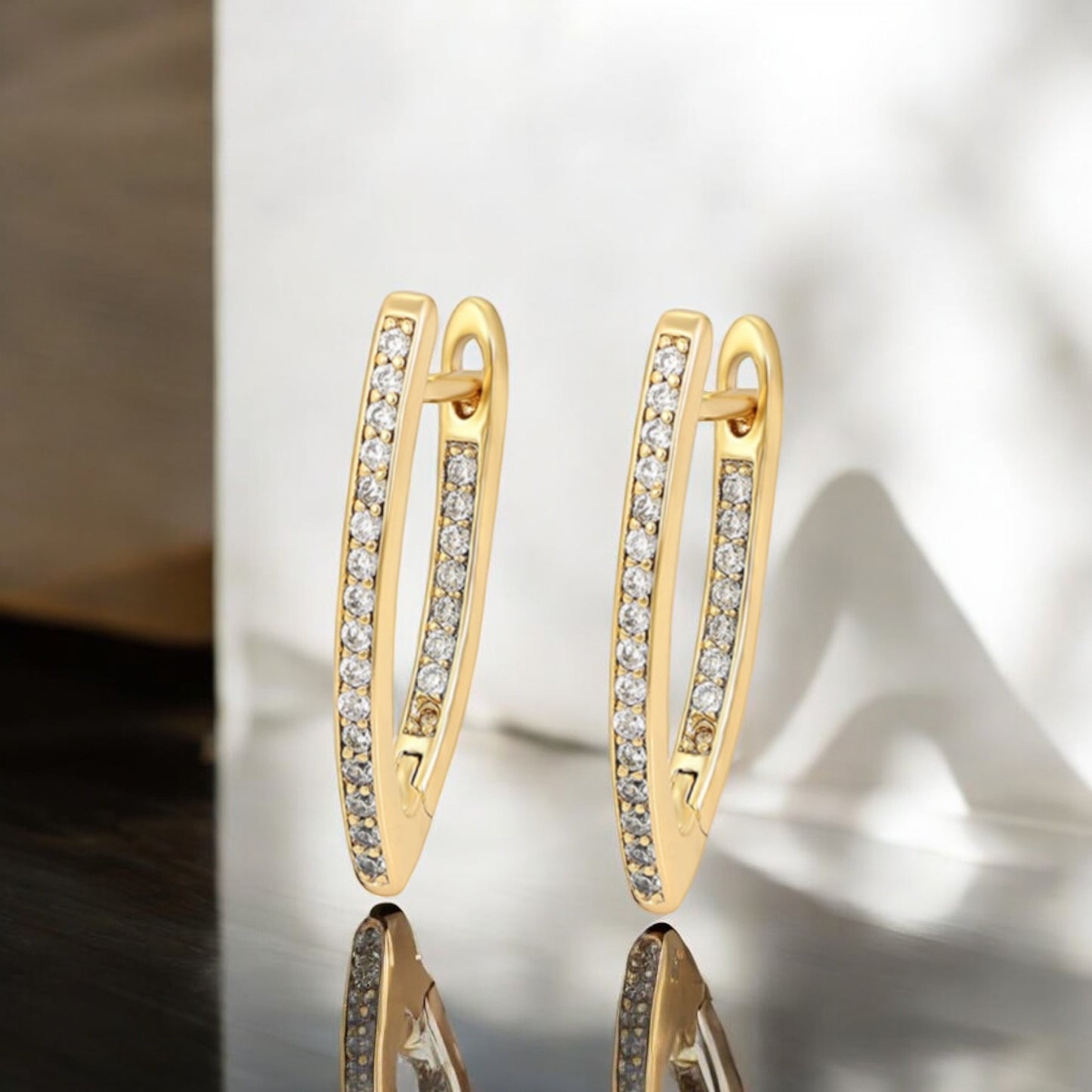 V Shapped Earring Available In 14k, 18K and Rhodium