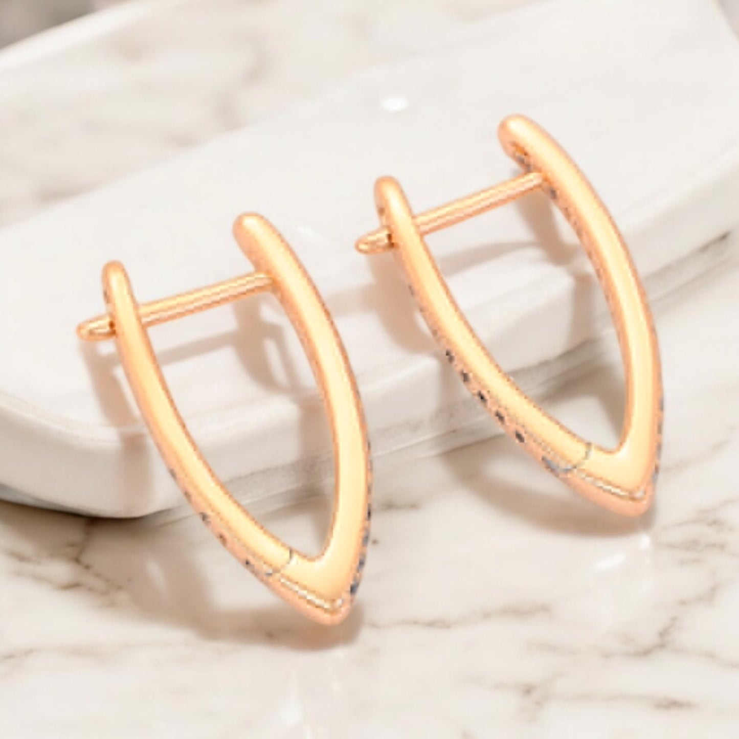 V Shapped Earring Available In 14k, 18K and Rhodium