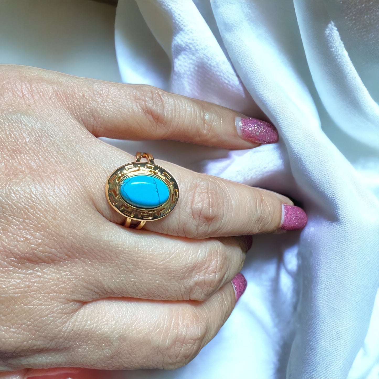 Oval Turquoise Gold Plated Ring