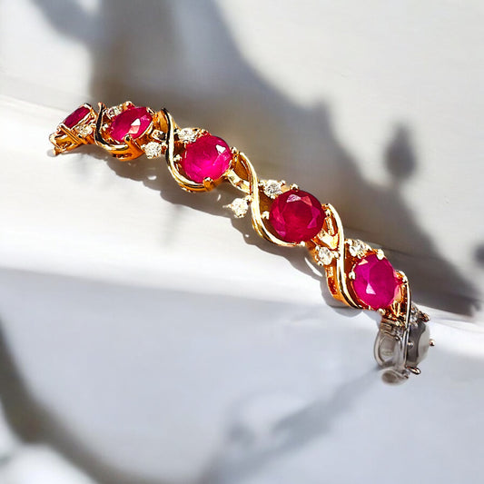 Ruby Pink And Gold Bracelet