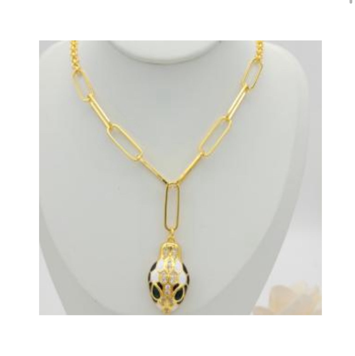 Snake Head Clip Chain Gold Necklace