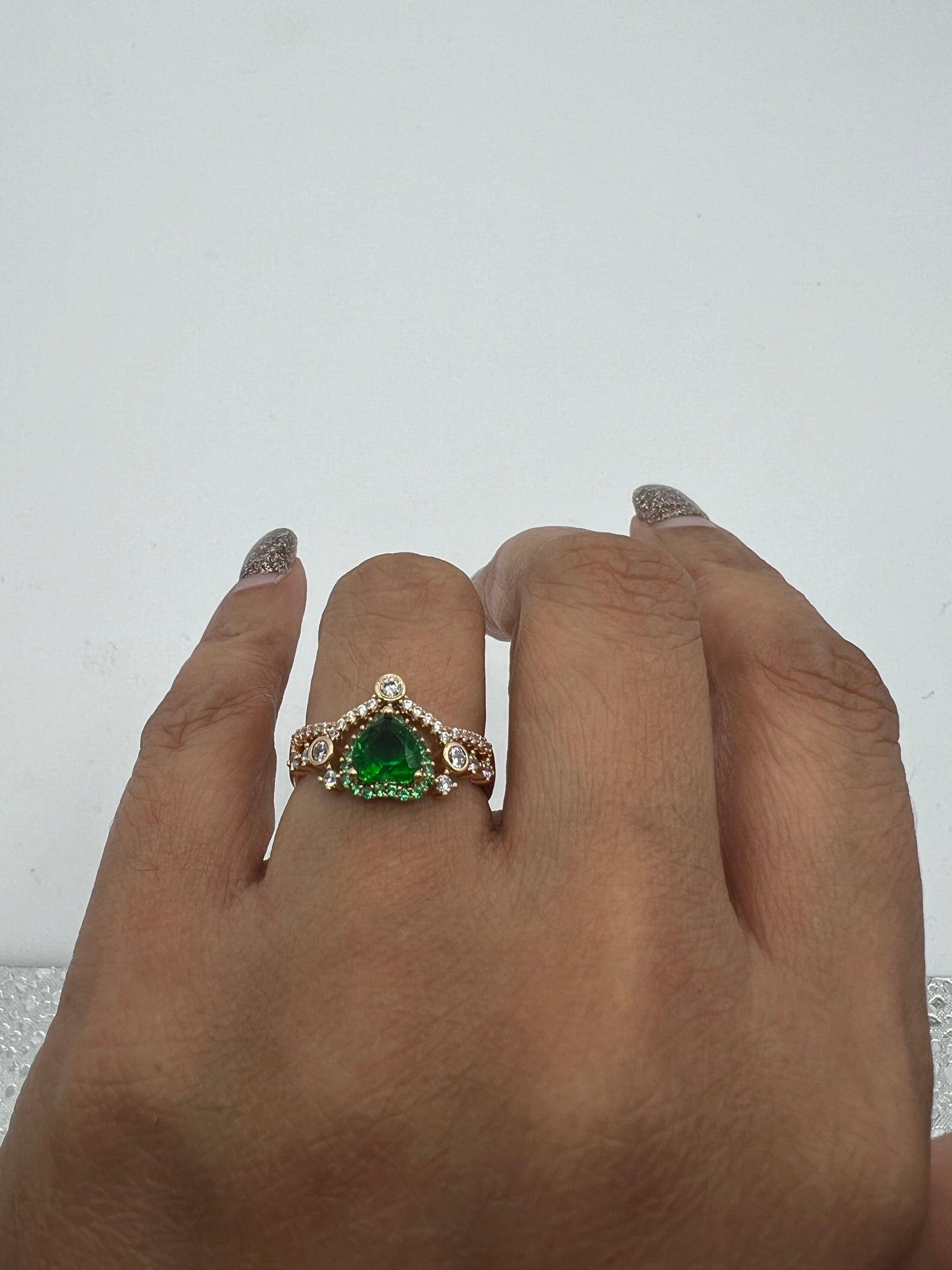dainty green heart shape rings