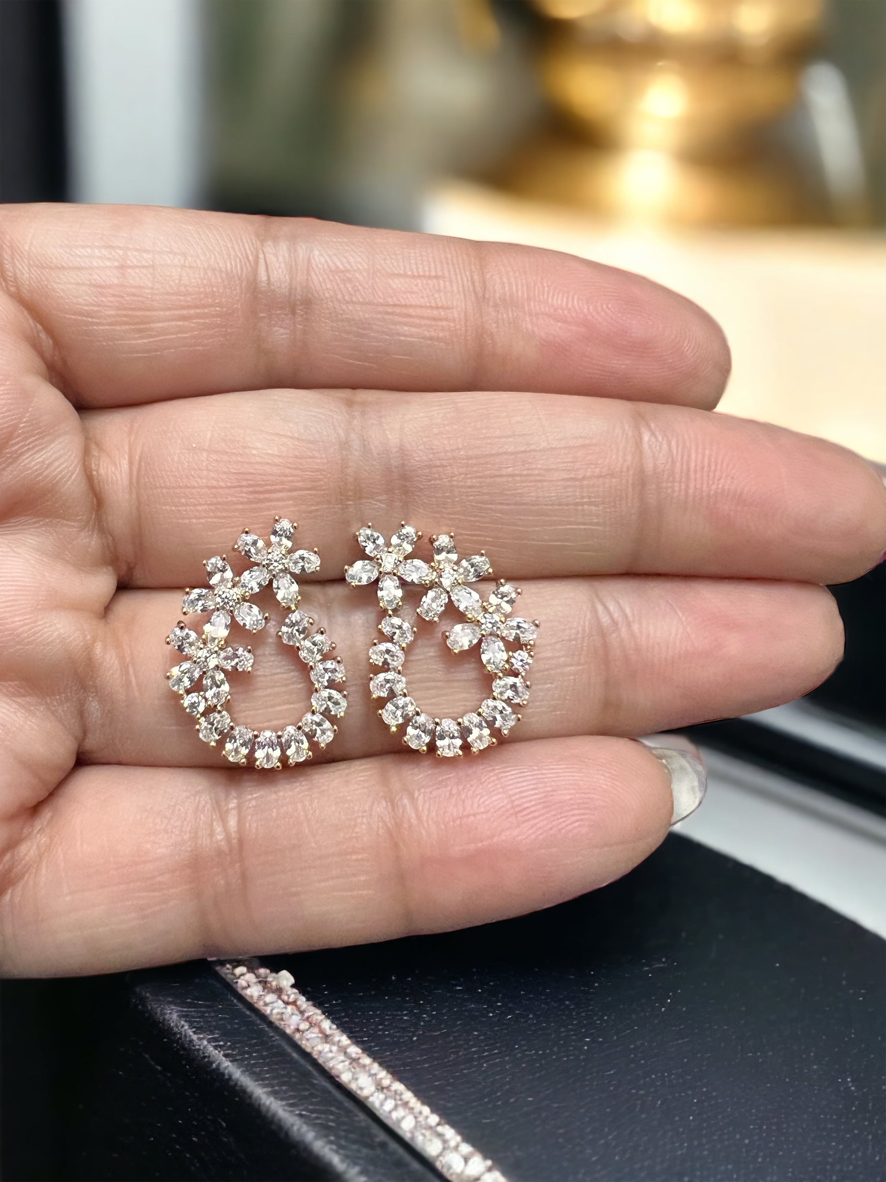 white cubic zircons earrings fall design jewelry