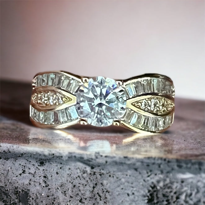 18k Twists And Turns Zircons Diamond Rings For Women