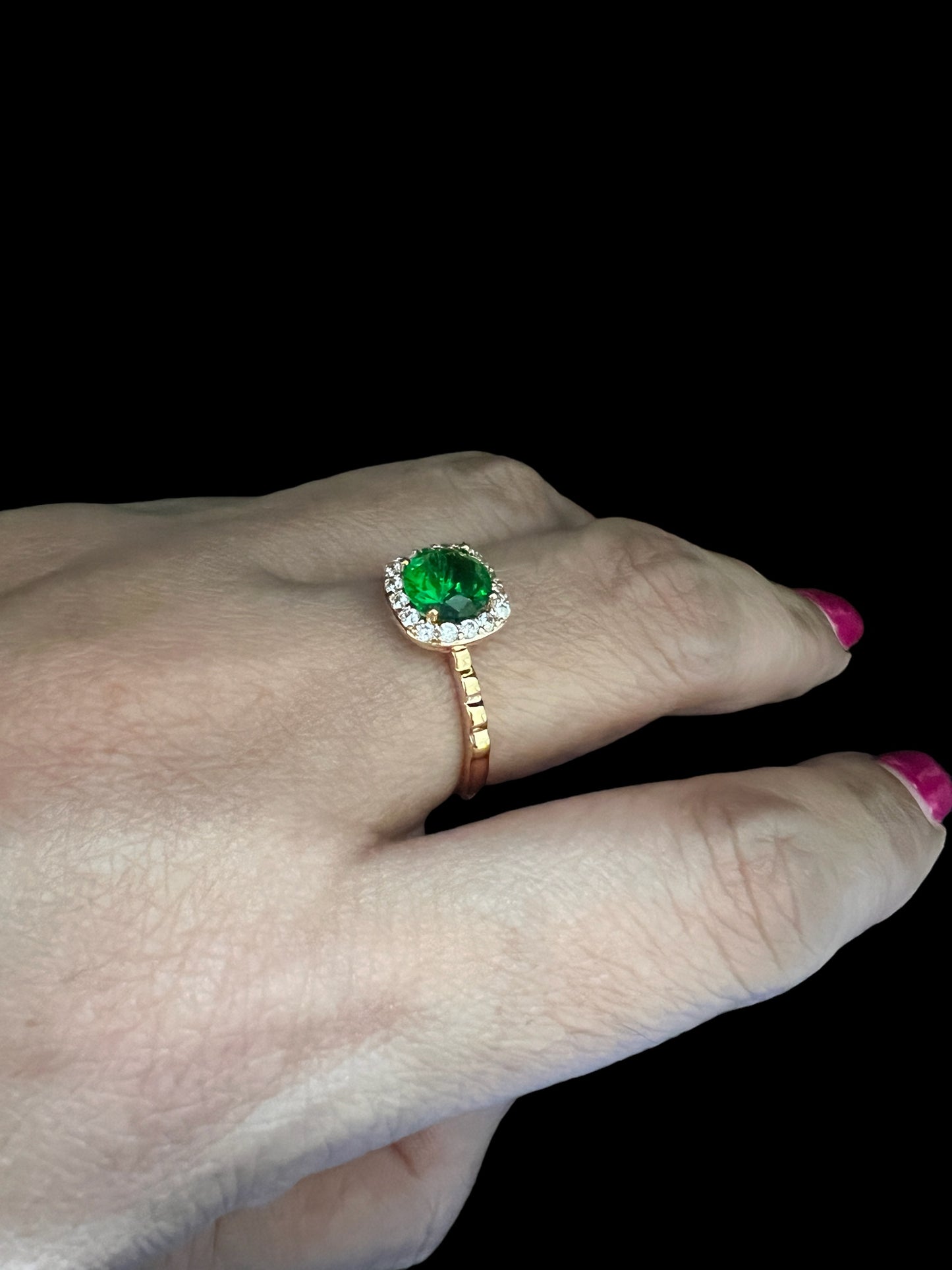 Coloured Squares Stone Surrounded By White Stones Gold Rings