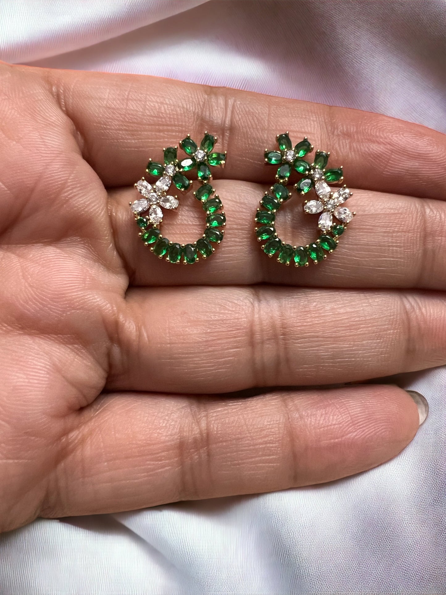 emerald green cubic zircons earrings non tarnish toroto jewelry shop
