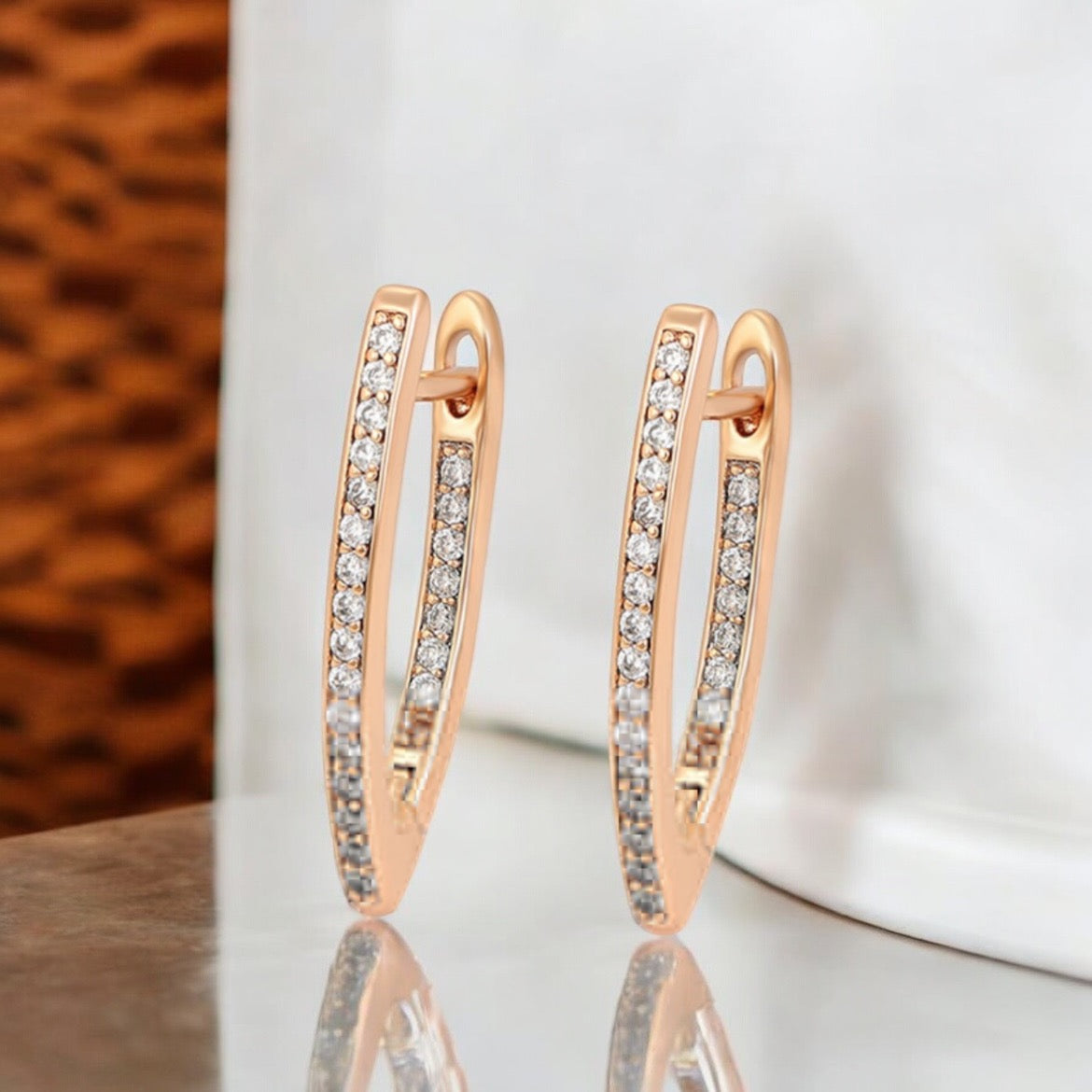 V Shapped Earring Available In 14k, 18K and Rhodium