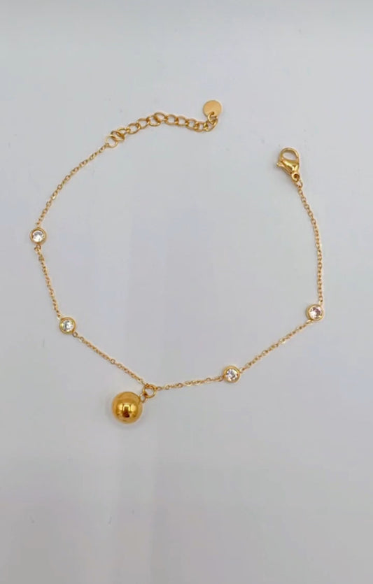 Dainty Elegance: Ball and Stones 14K Gold Bracelet - Elevate Your Style with a Charming Blend of Delicacy and Opulence