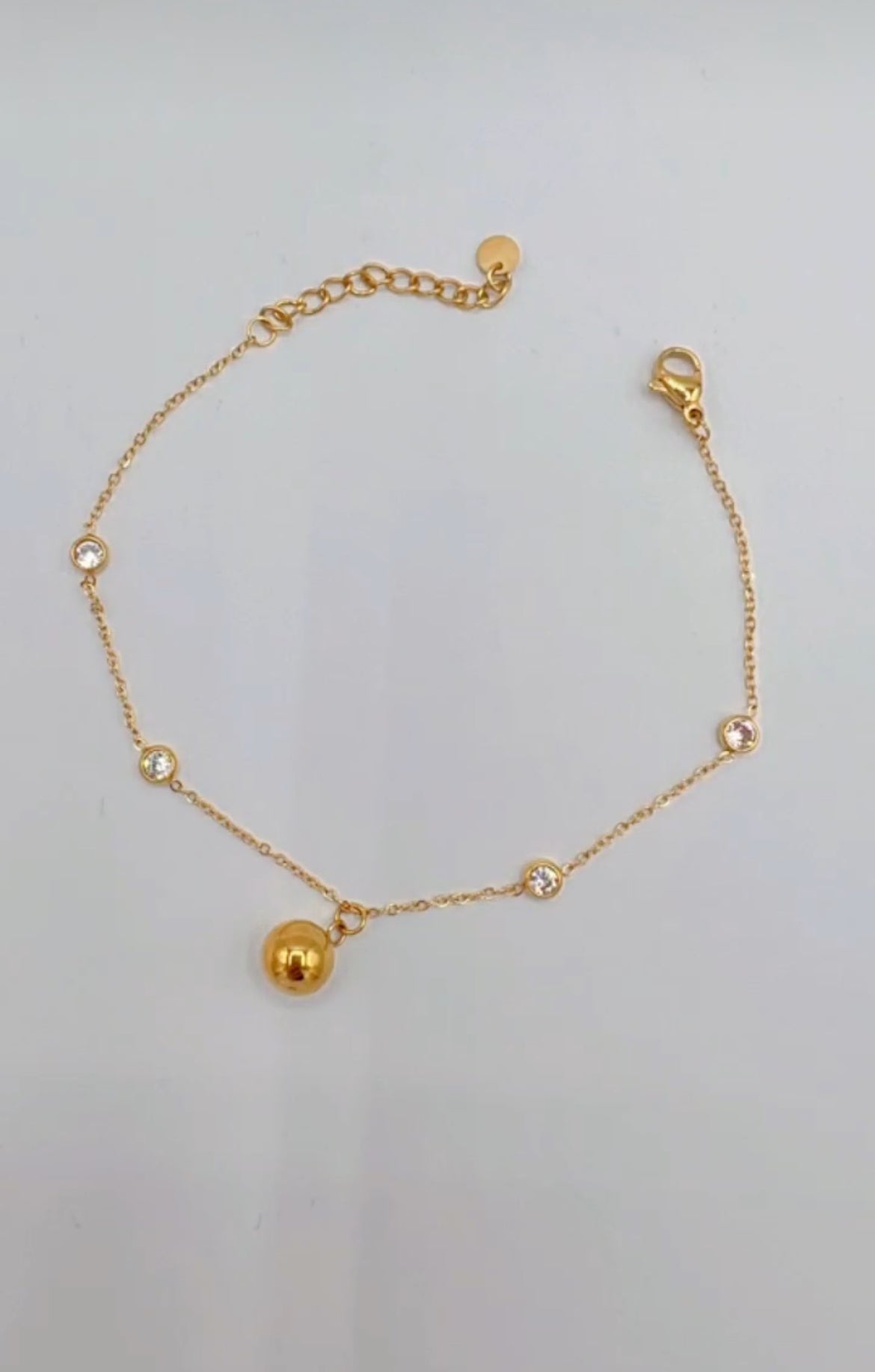 Dainty Elegance: Ball and Stones 14K Gold Bracelet - Elevate Your Style with a Charming Blend of Delicacy and Opulence#00018