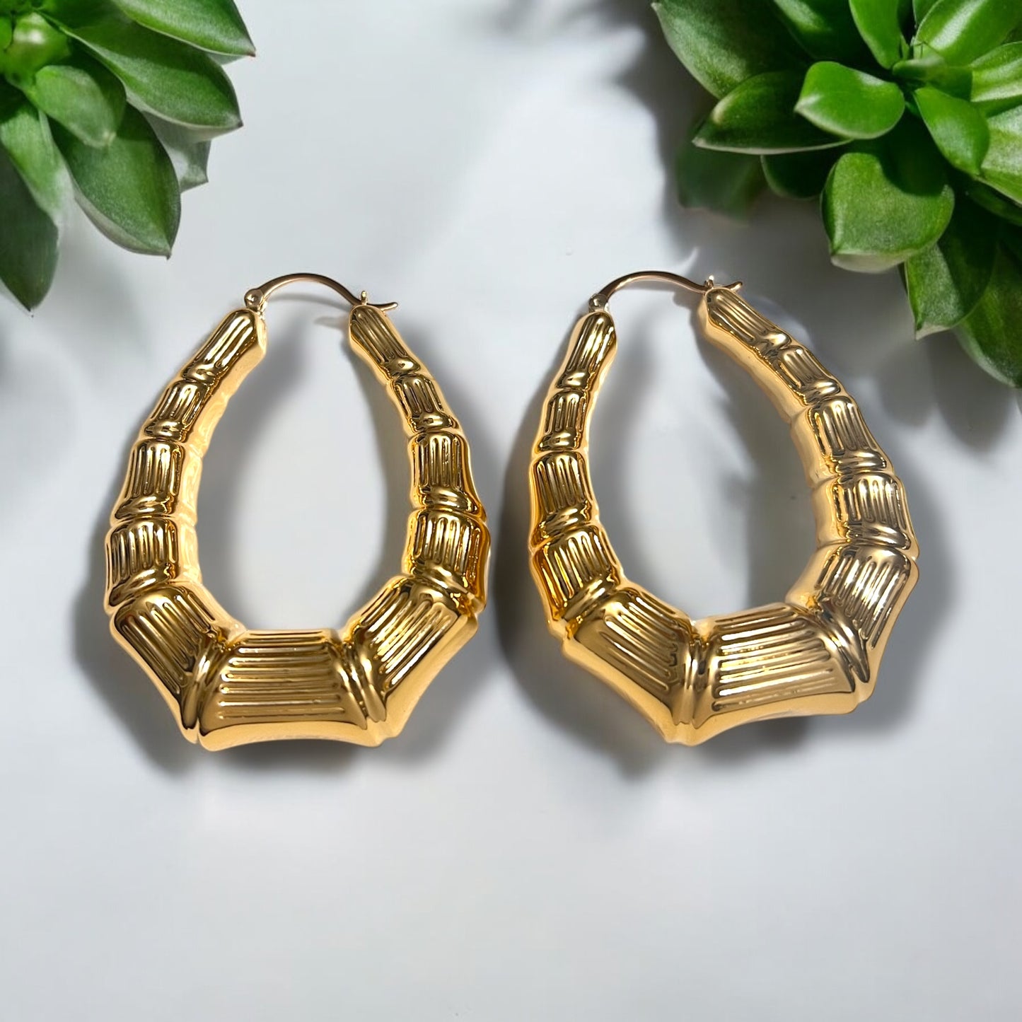 U Shaped Chunky Gold Plated Hypoallergenic Hoops Earrings In 3 Designs