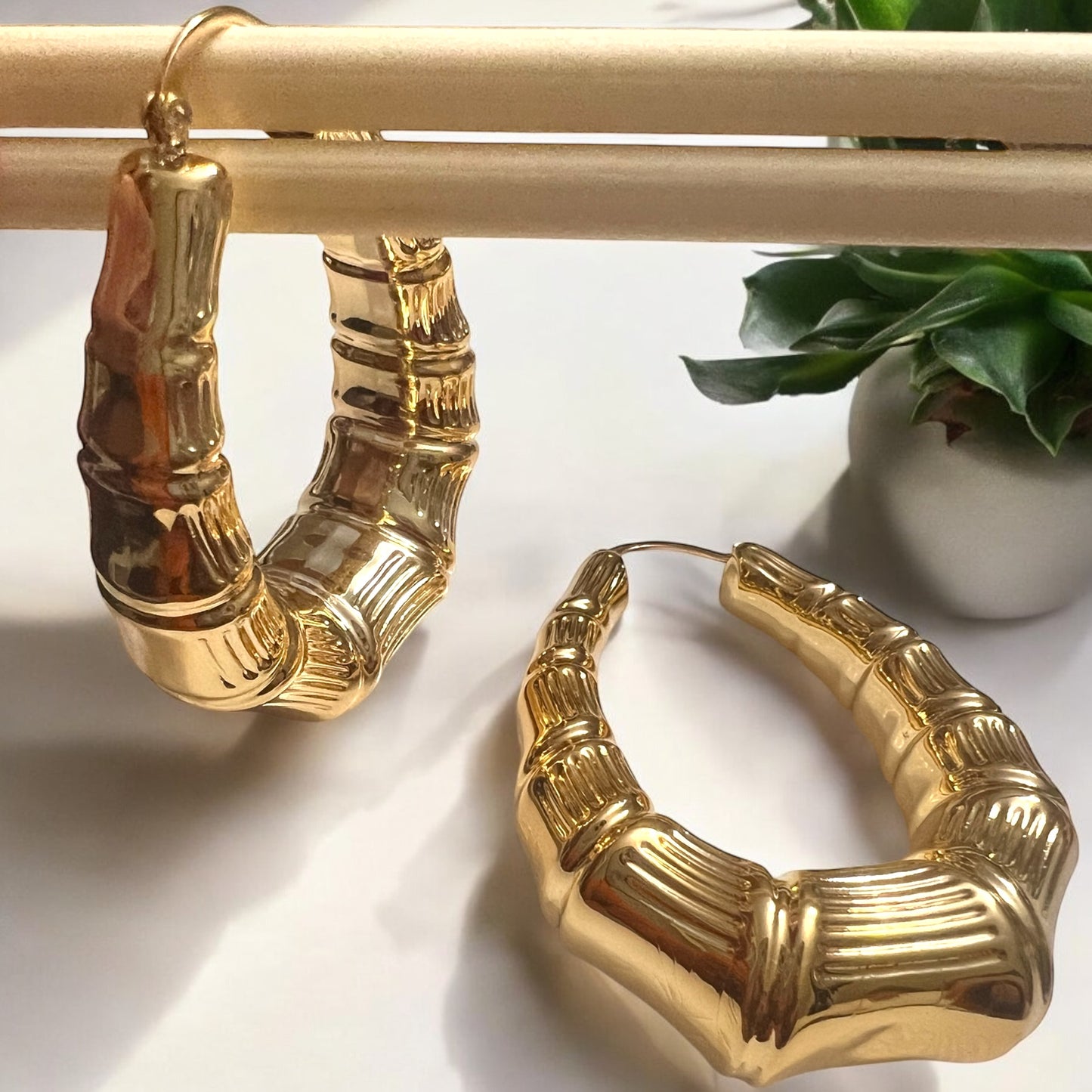 U Shaped Chunky Gold Plated Hypoallergenic Hoops Earrings In 3 Designs