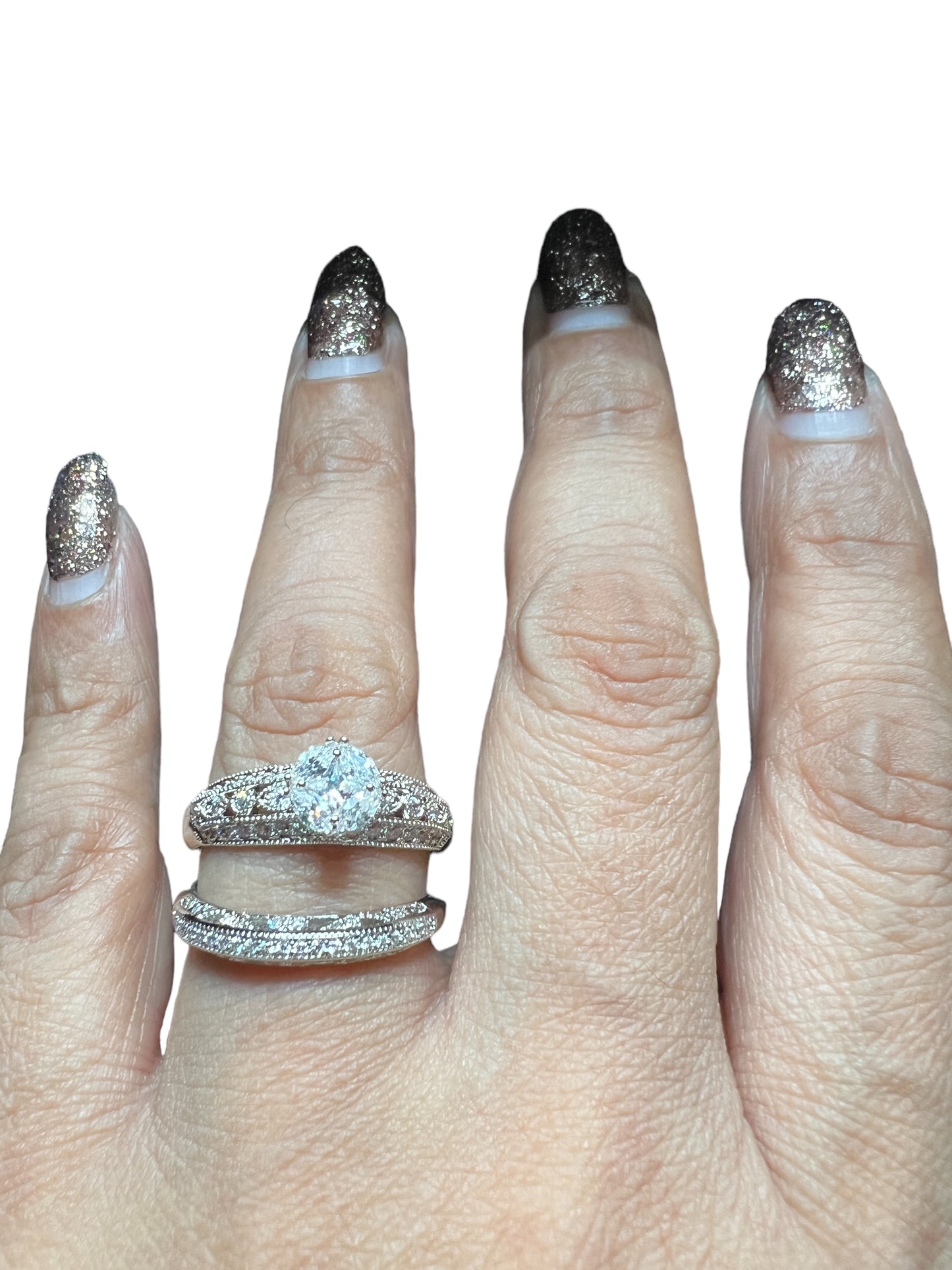 Promise Ring And Band Set Silver