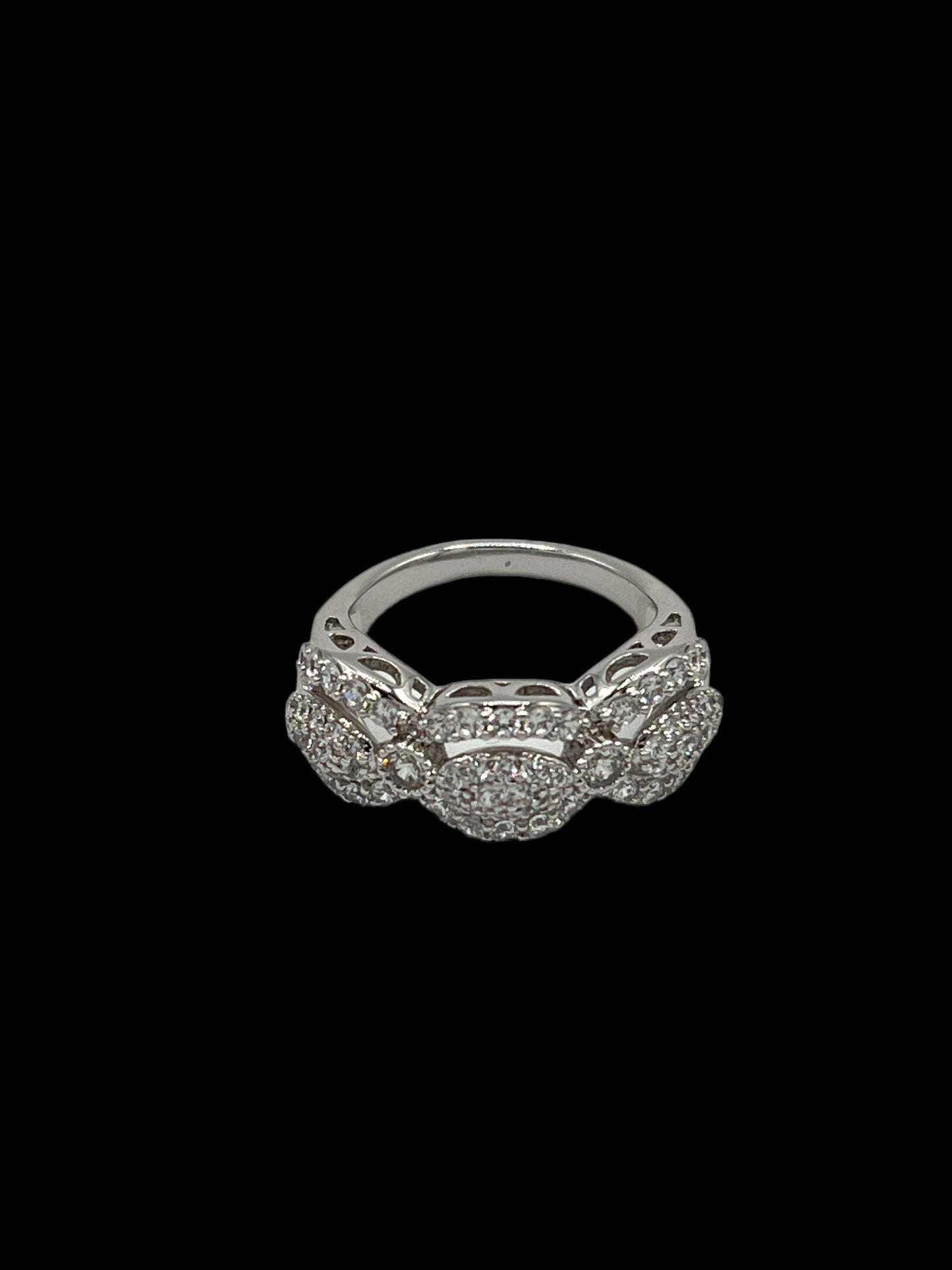 Silver Wide Cubic Zircons Band Ring