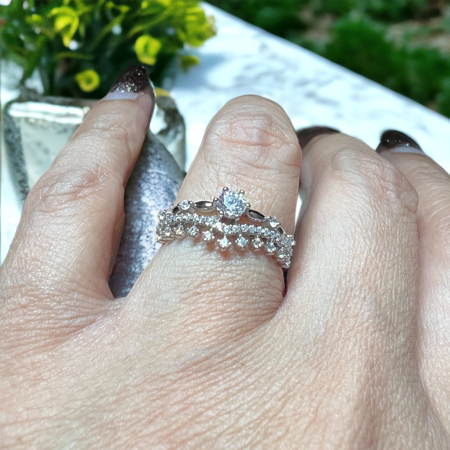 Dainty Tiara Elegance: Silver Ring for Women – Subtle Royalty in Every Sparkling Detail