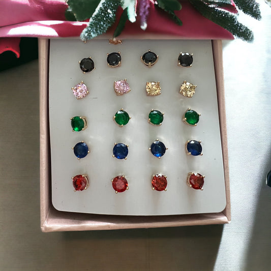 18k Gold plated Colourful Studs one Pair Free With Order $100 Or More