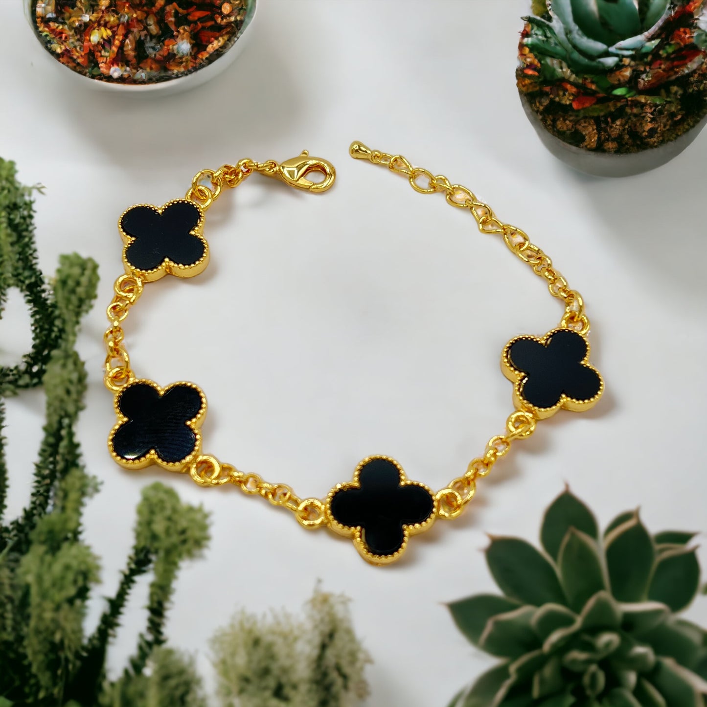 Gilded Luck: 22k Gold-Plated Clover Chain Bracelets – Timeless Charm for Every Wrist