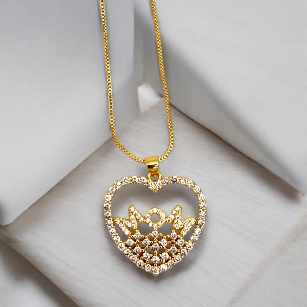 Mom Heart Shape Gold Plated Necklace