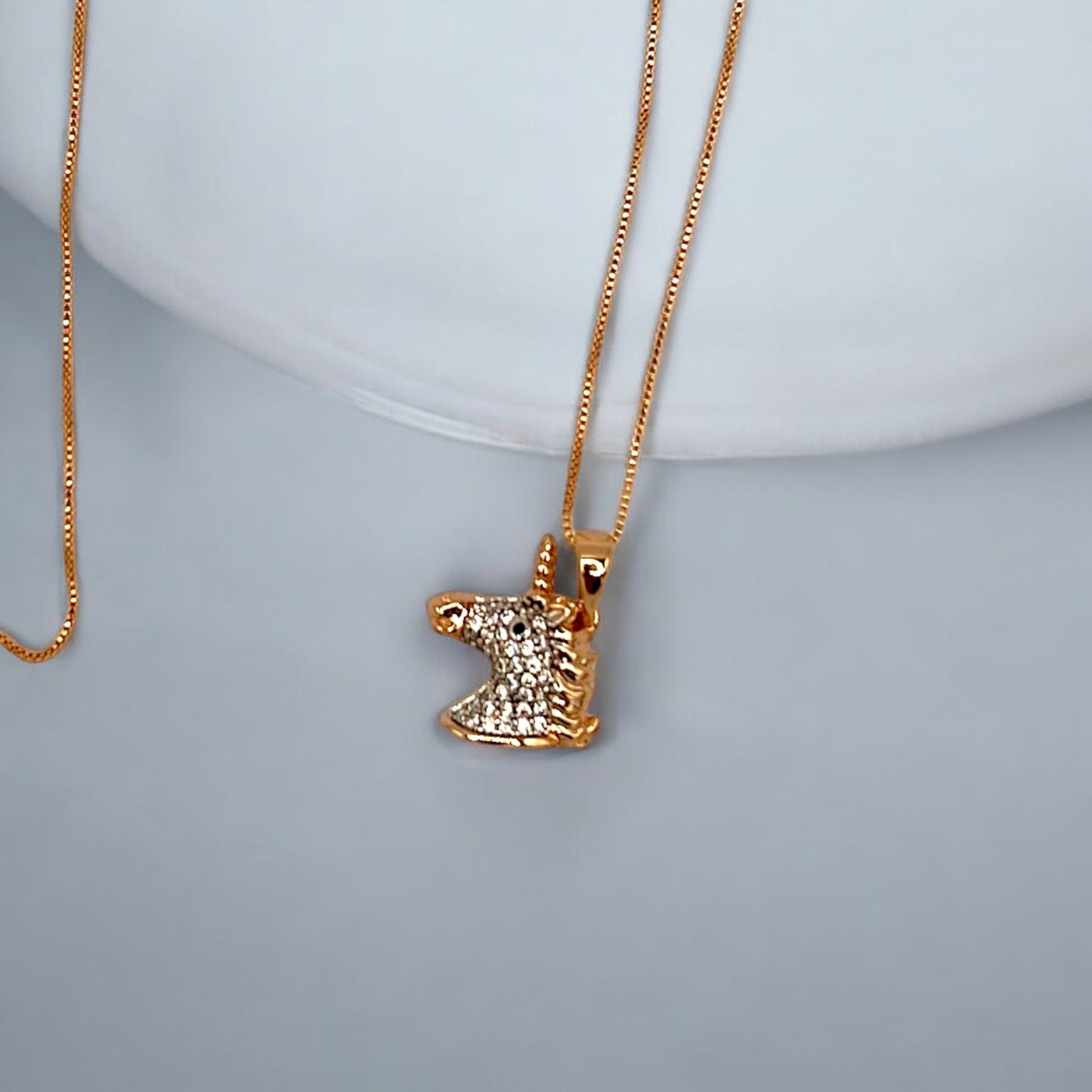 Gold And White Unicorn Necklace