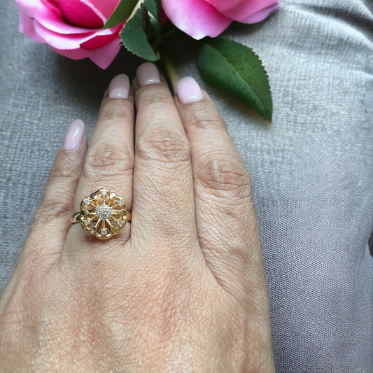 Dian Gold-Plated Ring with White Stones - A Timeless Blend of Elegance and Simplicity #040