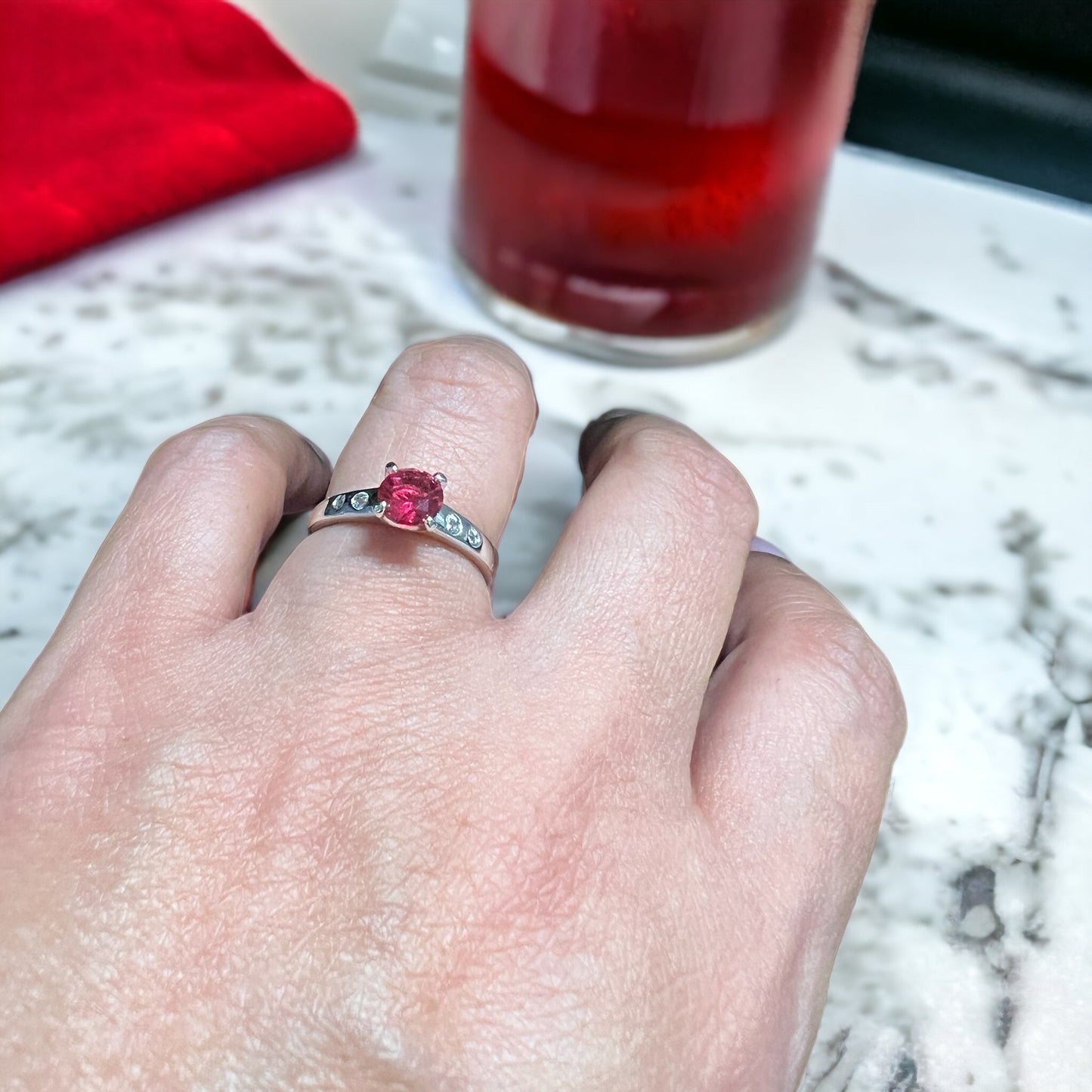 Single Ruby And 4 White Zircons The Silver Band