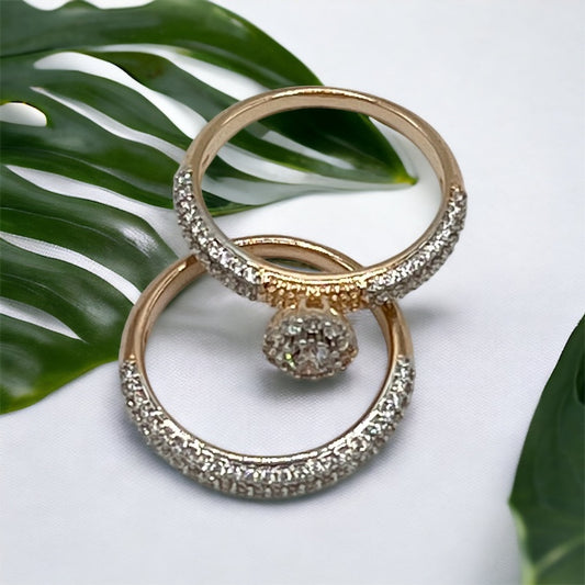 Gold-Plated Aroosha Diamond-Look Band and Ring Set - Unleash Timeless Glamour